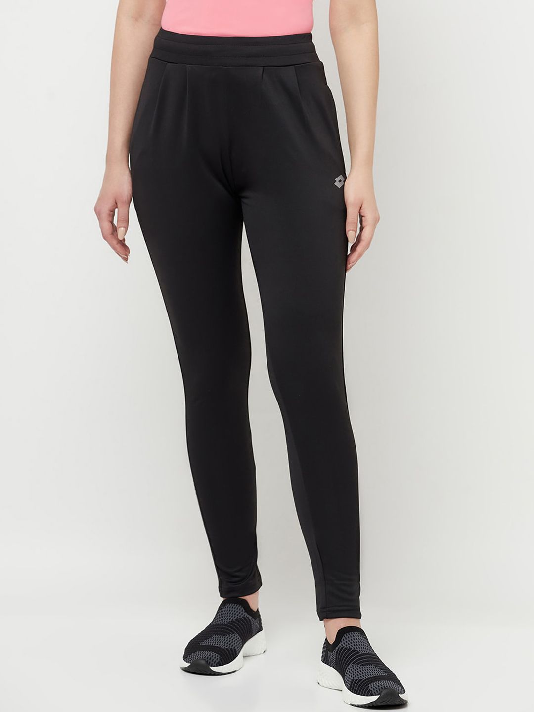 Lotto Women Black Solid Slim Fit Track Pants Price in India