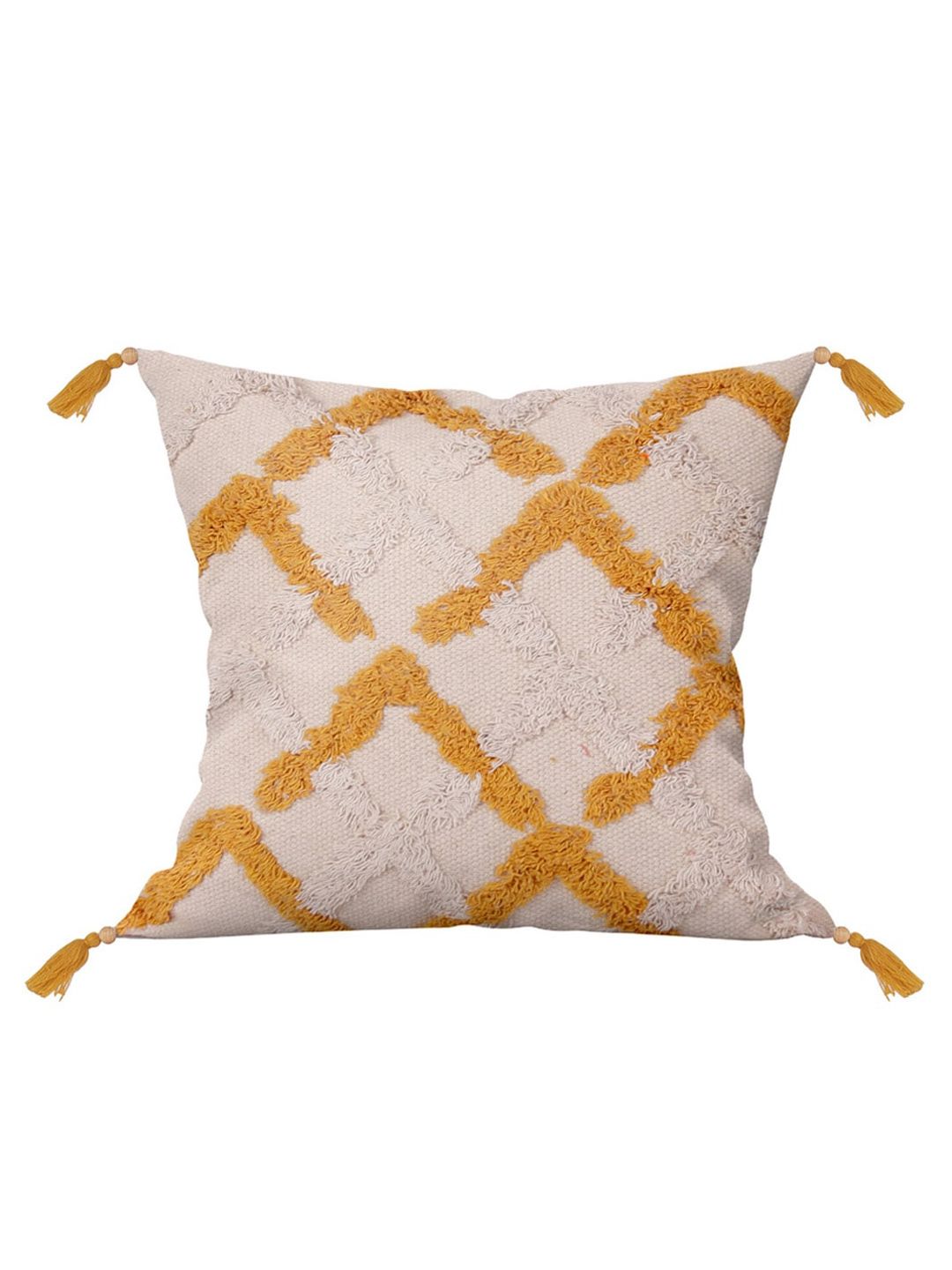 ASTRID Yellow Embroidered Square Cushion Covers Price in India