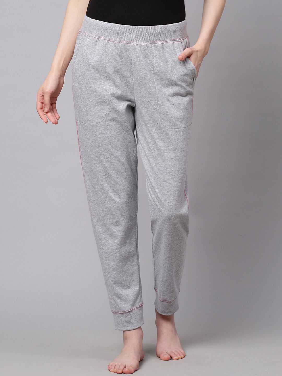 Chemistry Women Grey Melange Solid Lounge Pants Price in India