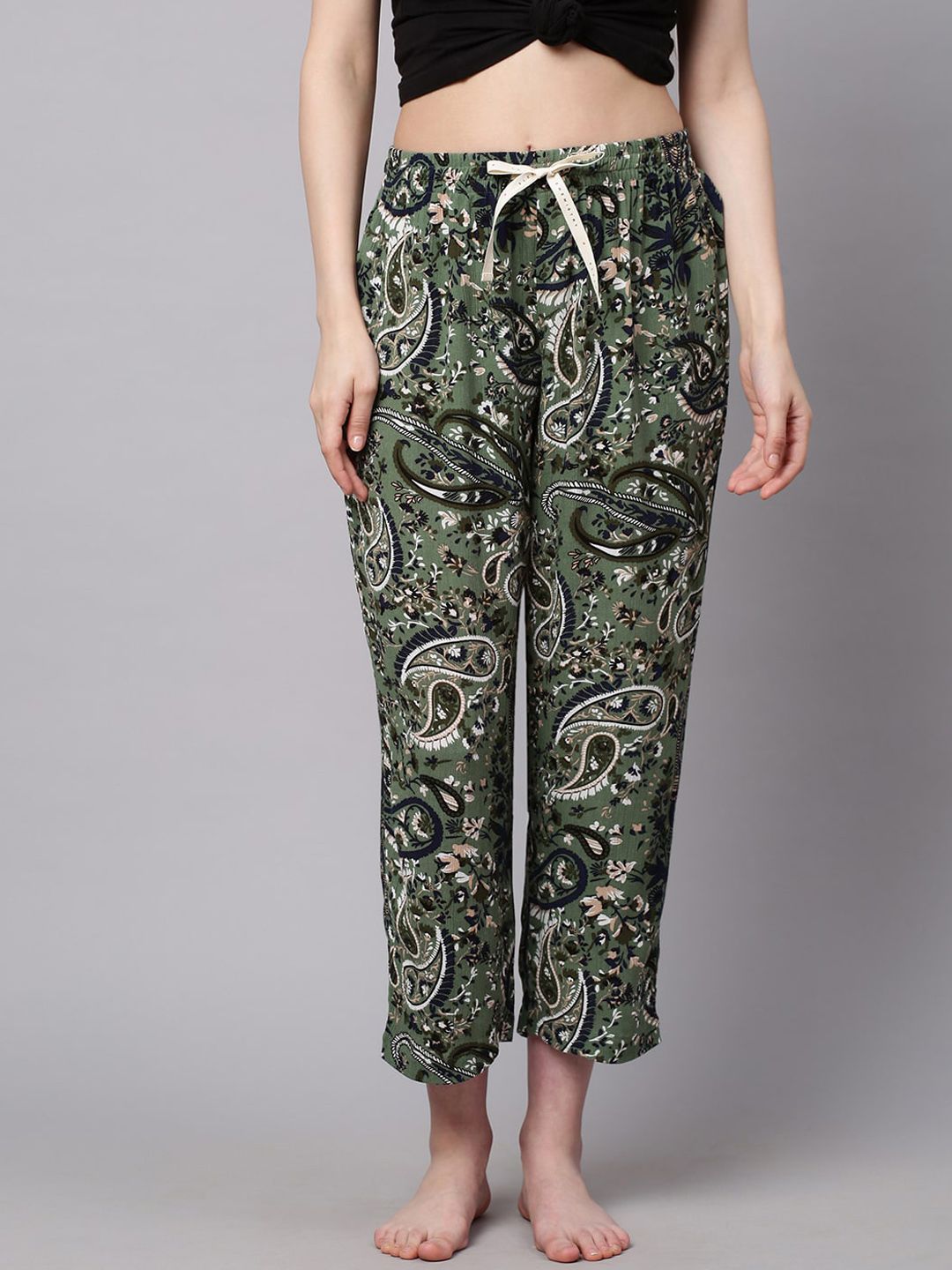 Chemistry Green Ethnic Motifs Printed Lounge Pants Price in India