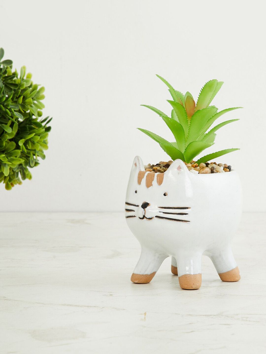 Home Centre White Elsa Cat with Succulent Plant Price in India