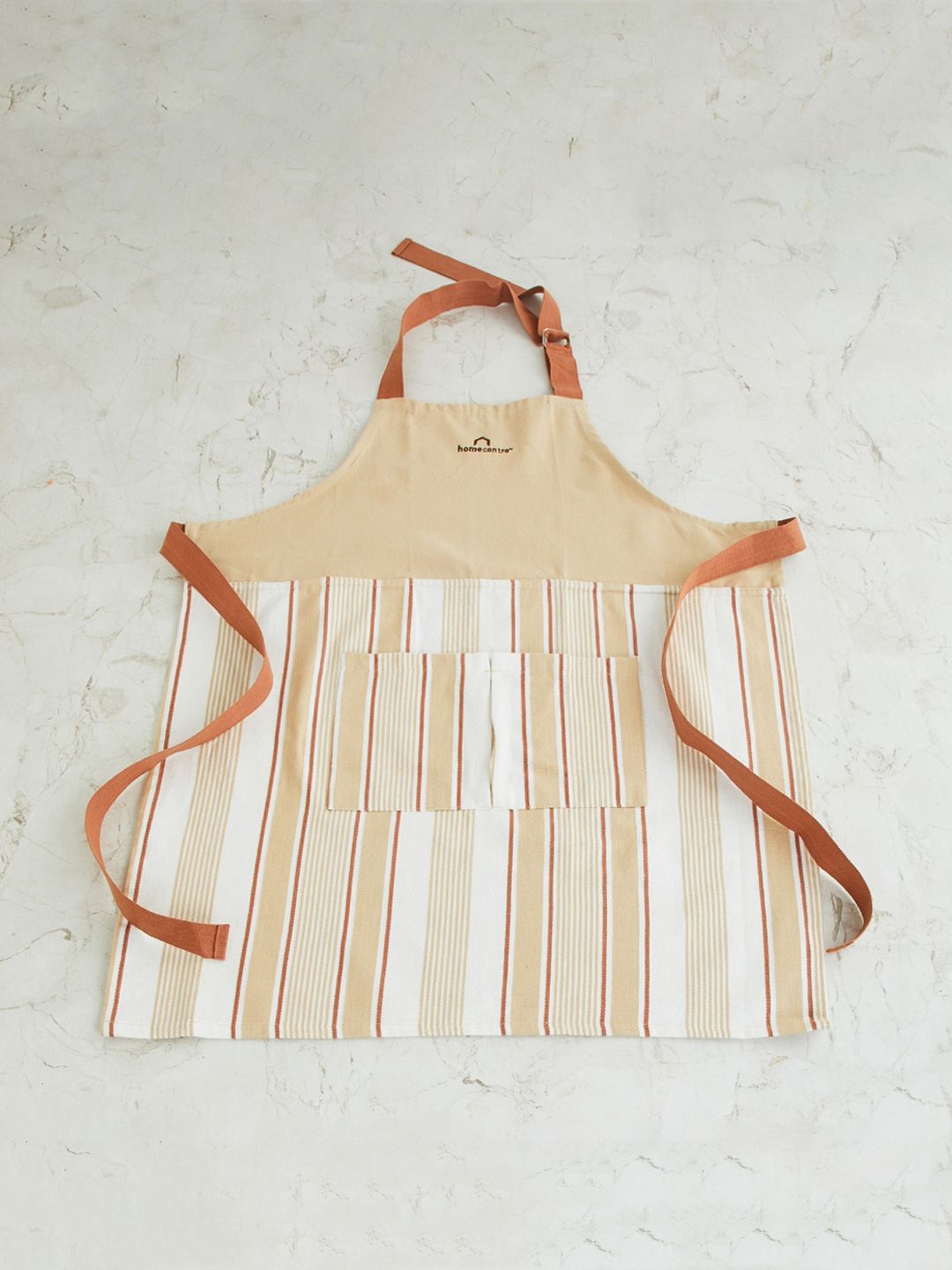 Home Centre Beige & White Striped Cotton Apron Price in India