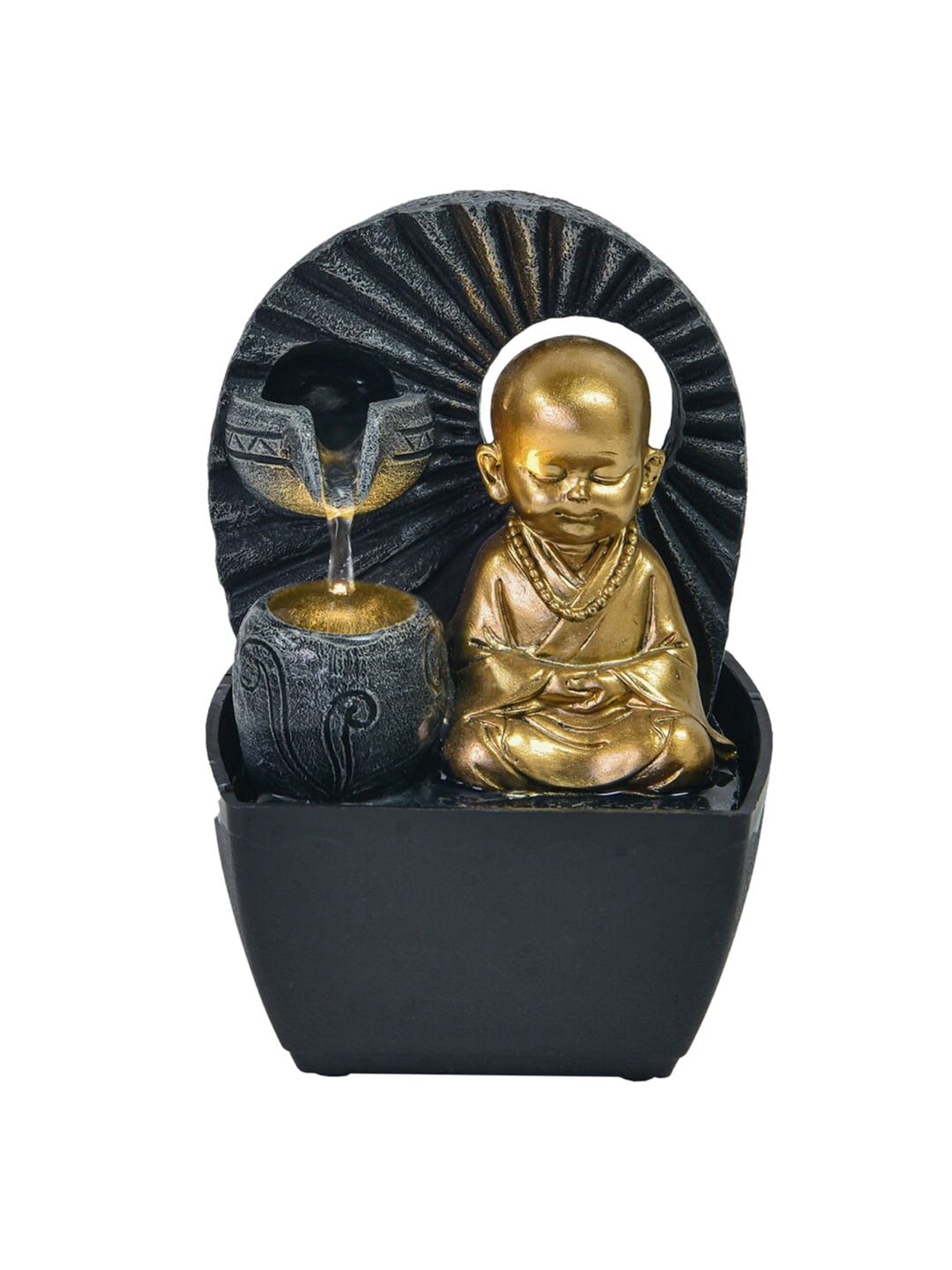 Home Centre Black & Gold-Toned Polyresin Mini Monk Indoor Fountain Price in India