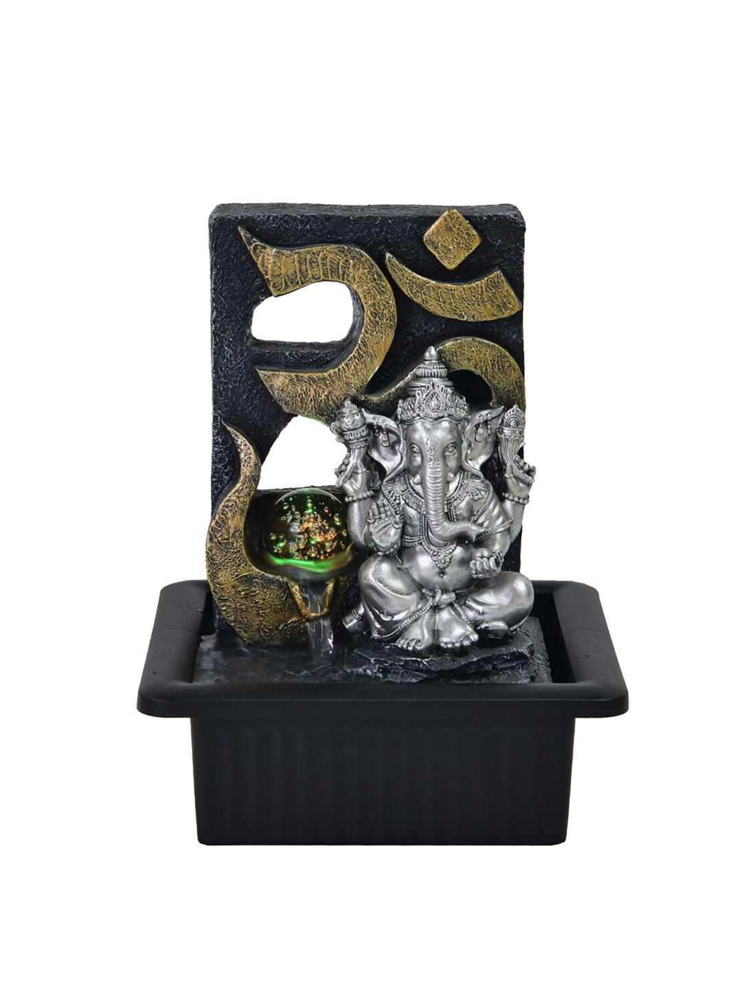 Home Centre Black Polyresin Ganesha Fountain with Ball and Coloured Light Price in India