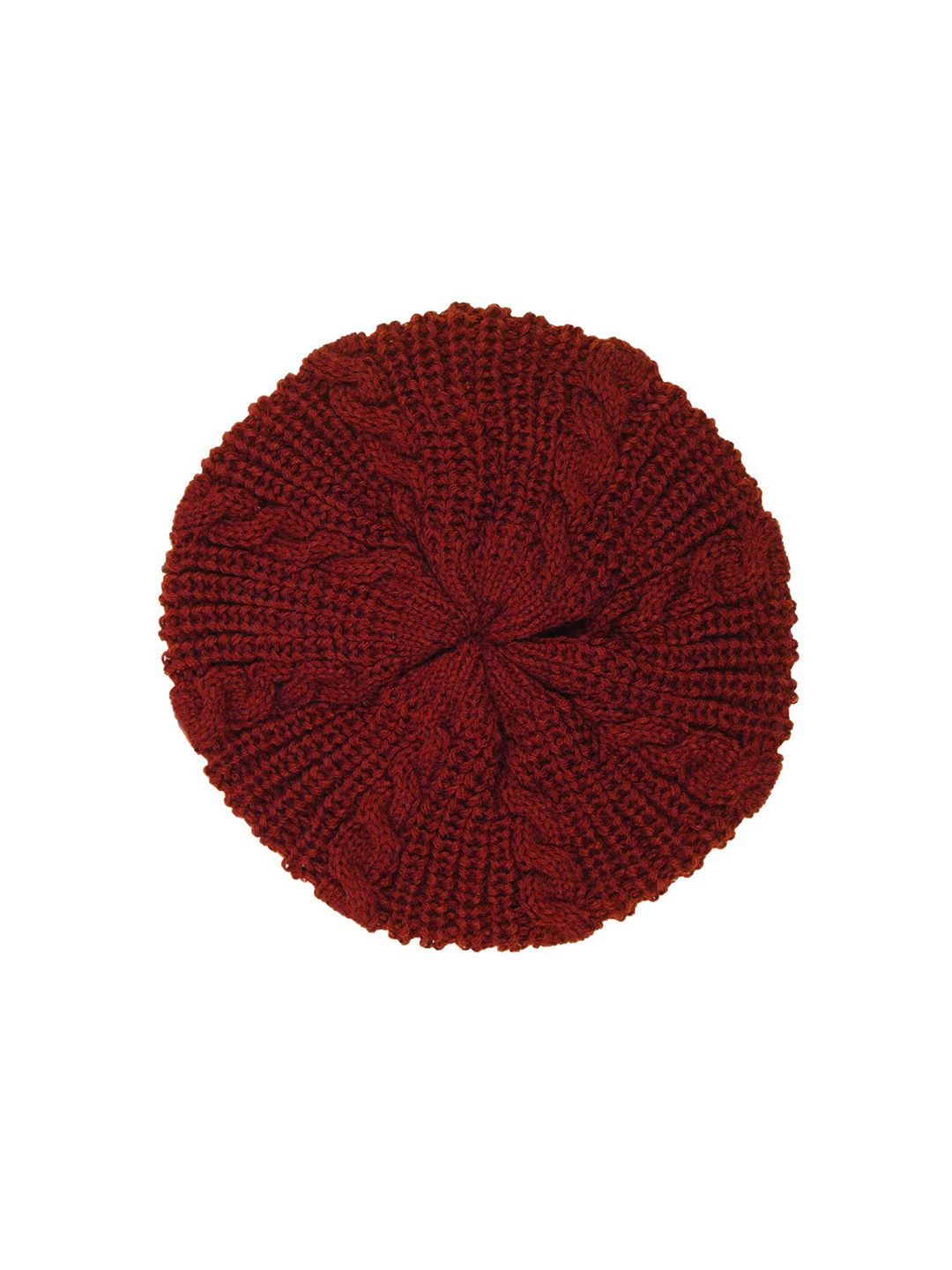 Bharatasya Women Maroon Woolen Beanie Price in India