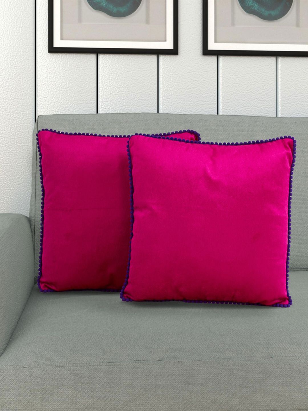 Home Centre Pink Solid Square Cushions Price in India