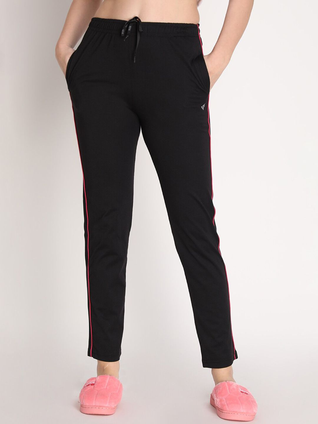 NEVA Women Black Solid Cotton Lounge Pants Price in India