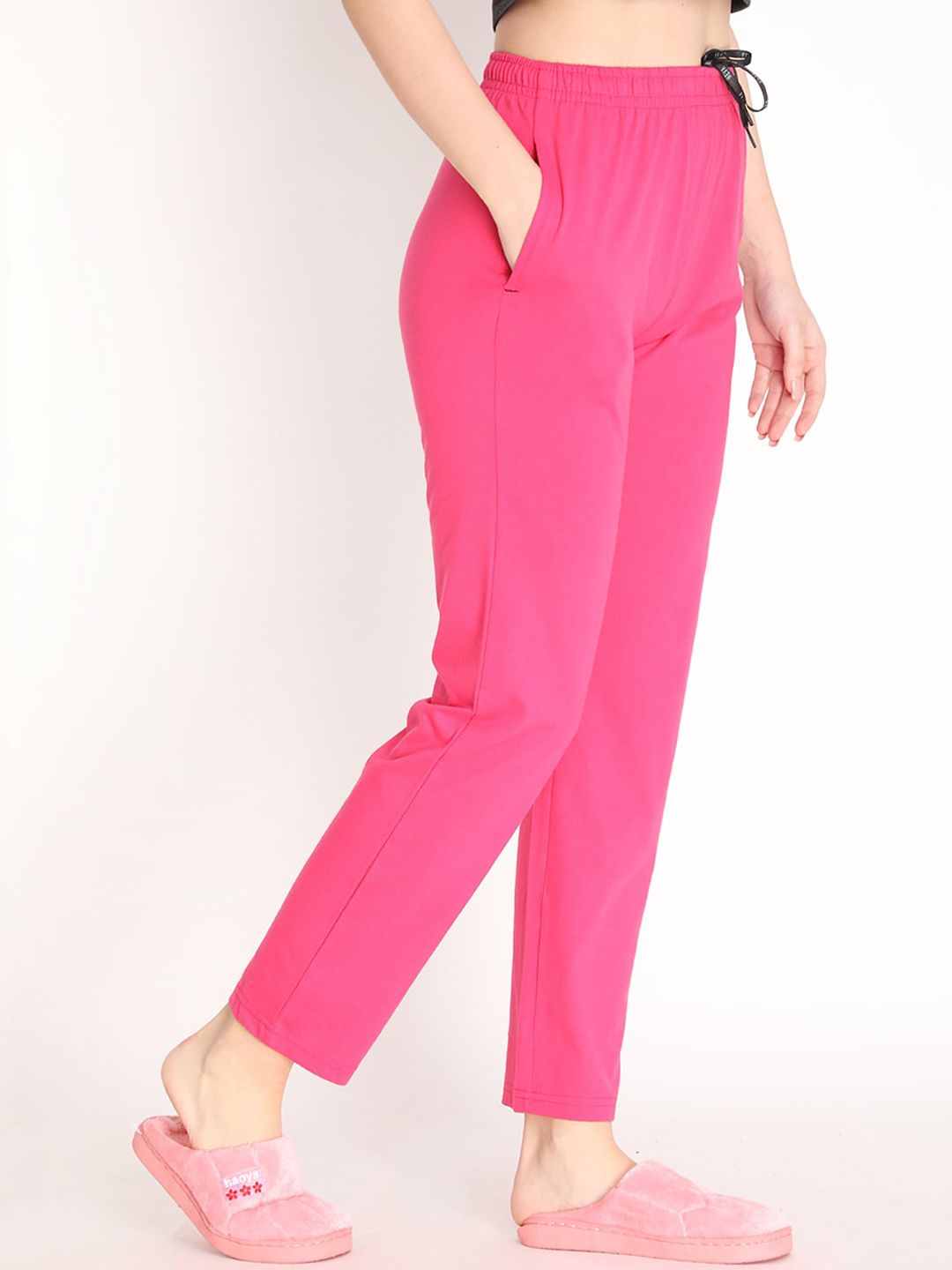 NEVA Women Pink Solid Regular Fit Lounge Pants Price in India