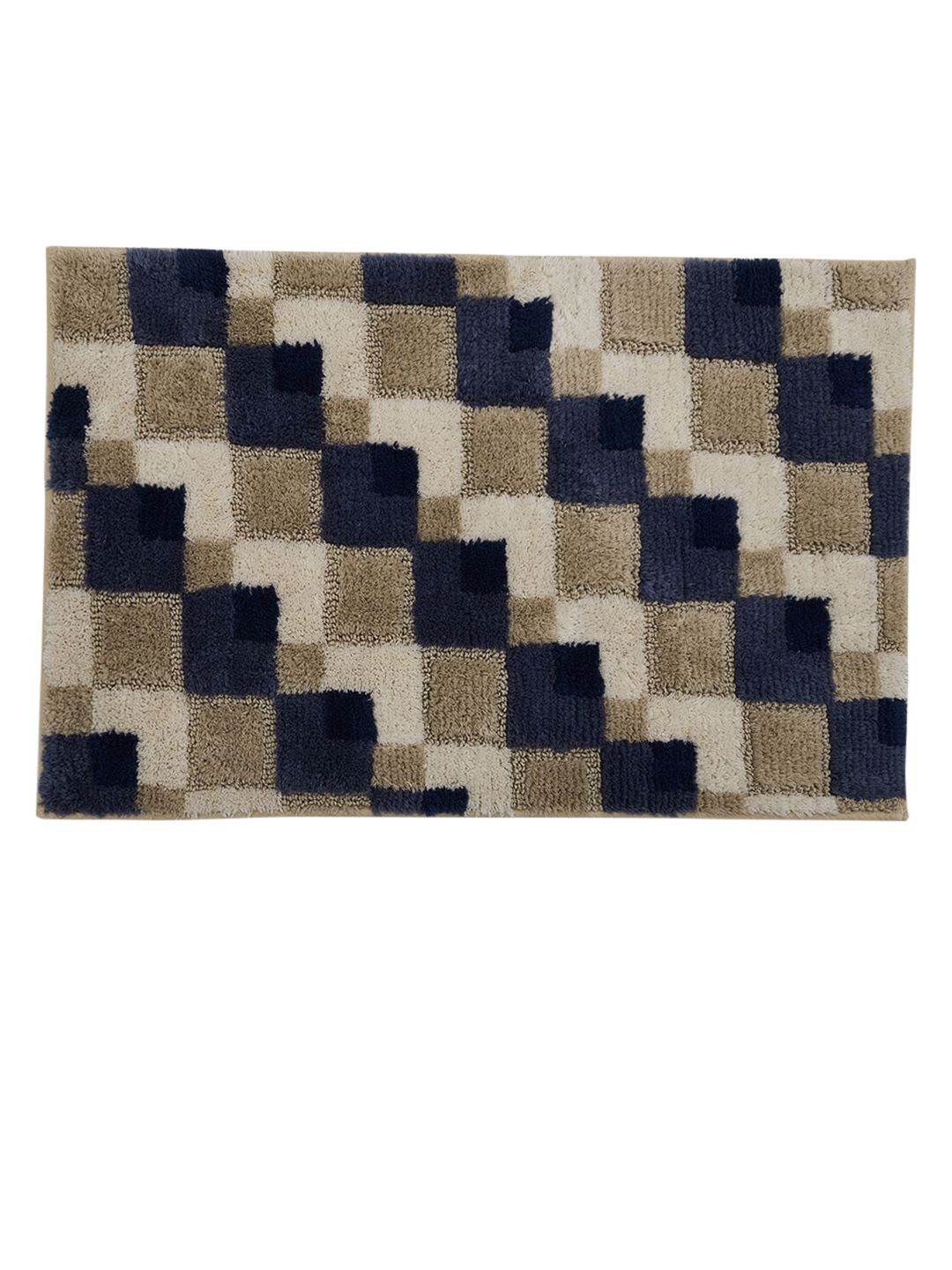 Home Centre Beige Geometric Textured Woven Bathmat Price in India