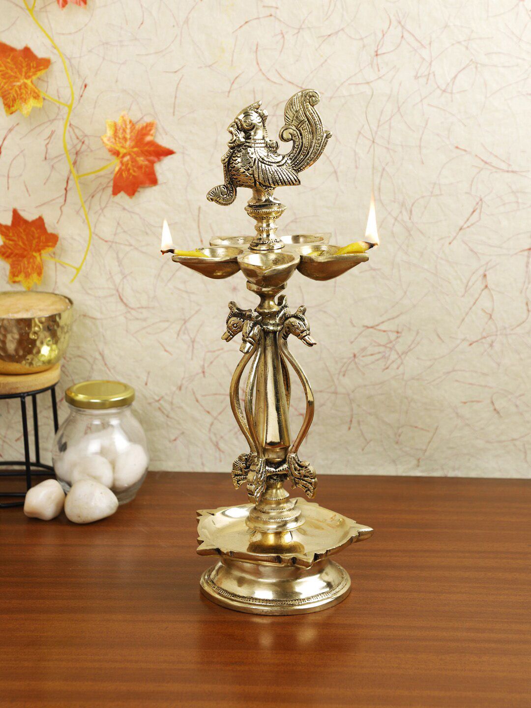 Imli Street Gold-Toned Brass Pancham Bird Diya Lamp Price in India