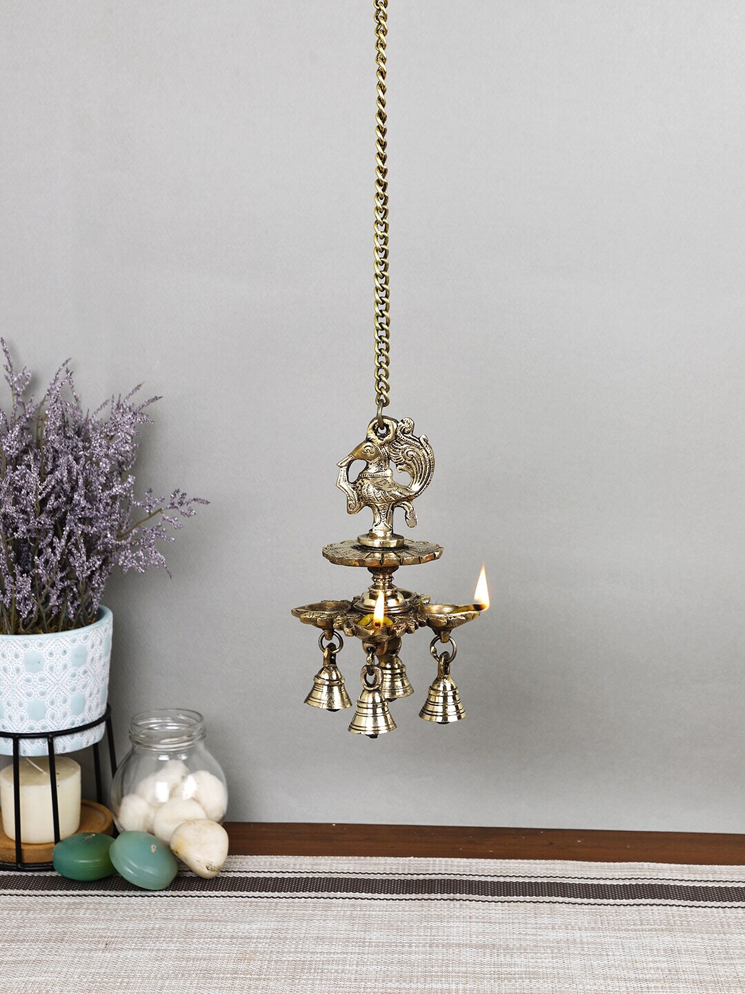 Imli Street Gold Bird Shaped Chain Hanging Lamp With Bells Price in India