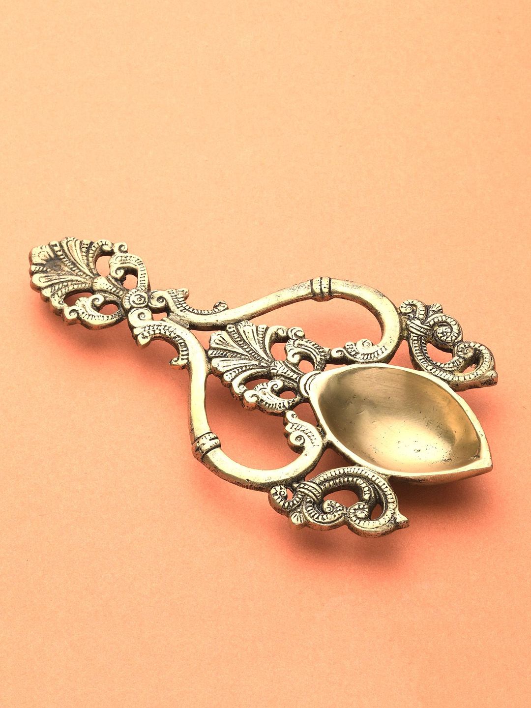 Imli Street Gold-Toned Brass Pooja Aarti Diya Spoon Price in India
