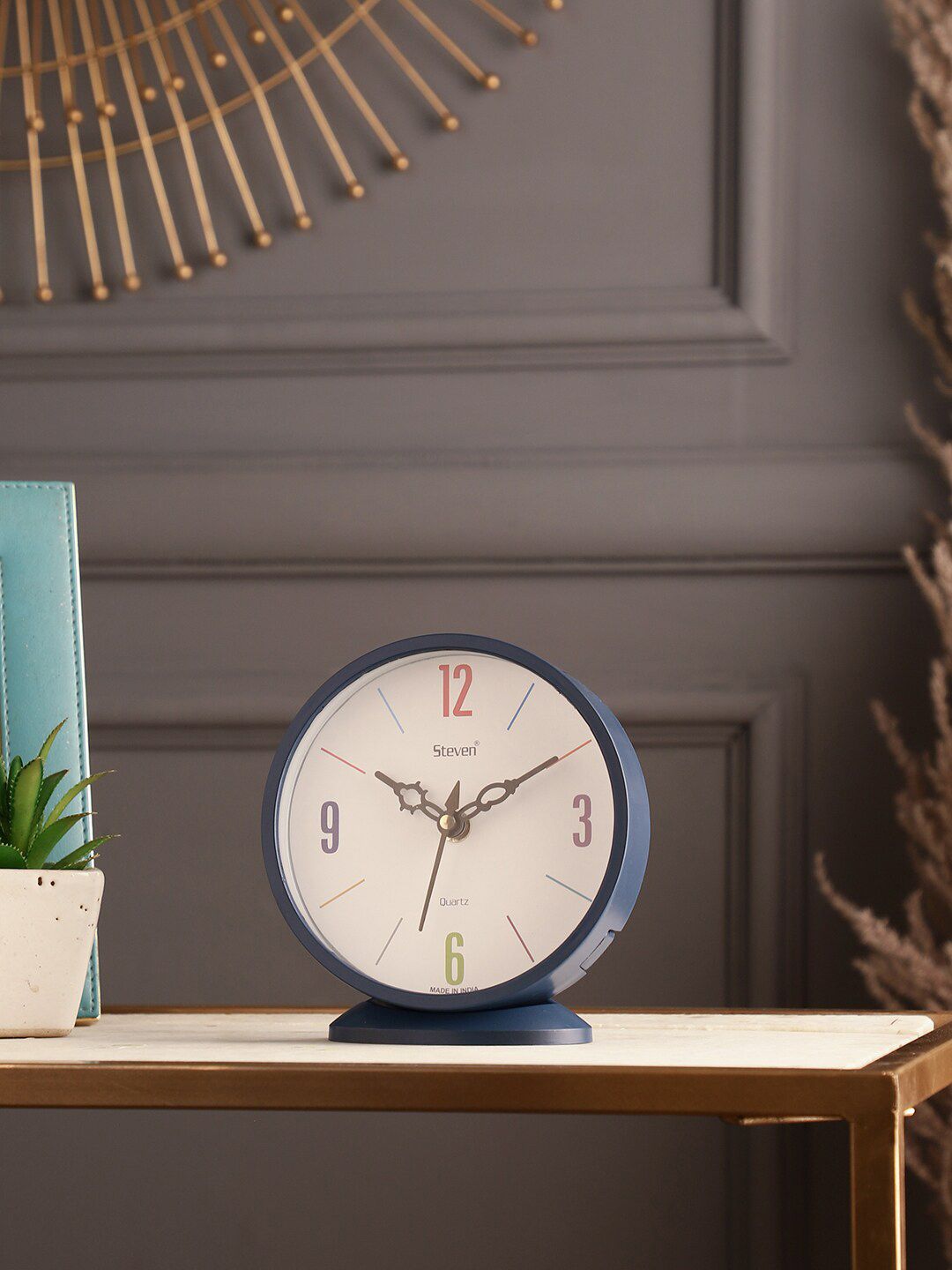 EXIM DECOR Blue & White Traditional Analog Table Clock Price in India