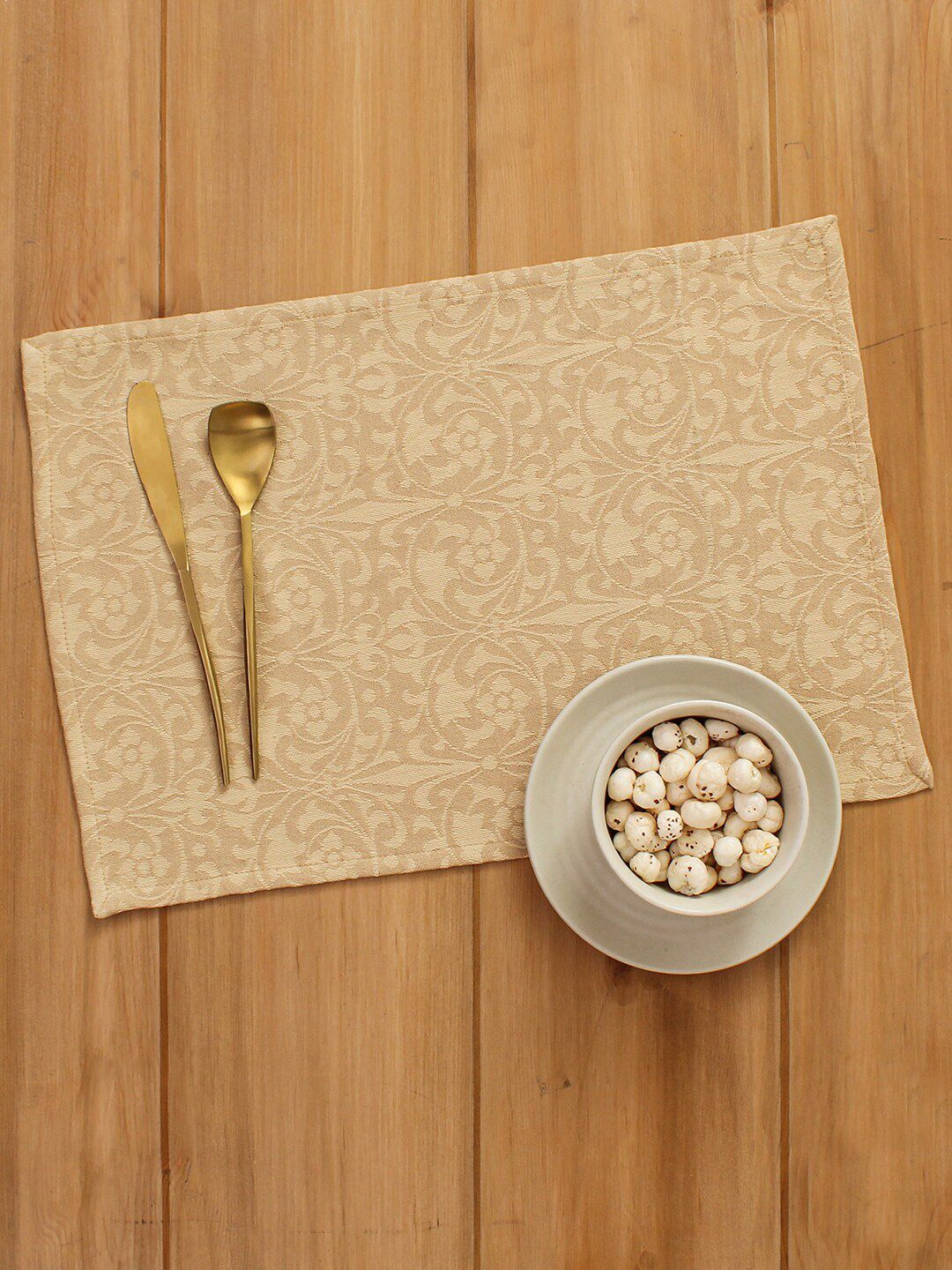 House This Beige Printed Pure Cotton Rectangle Table Placemats Price in India