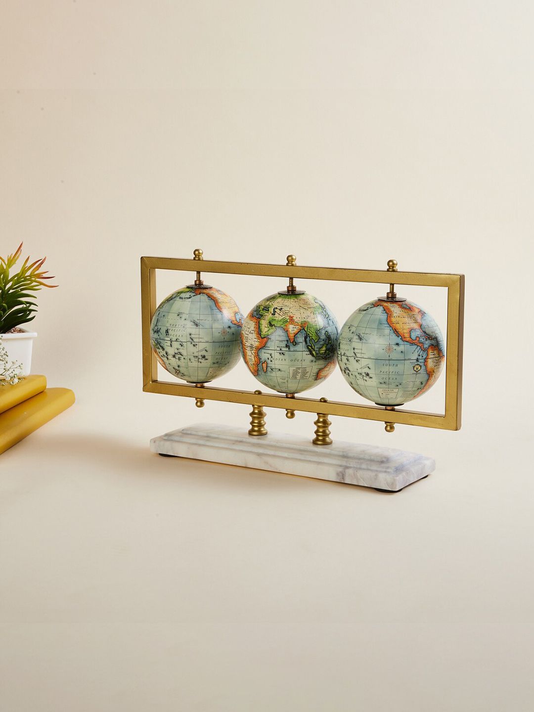 Home Centre Gold & Orange Printed  Globe Table Accent Showpiece Price in India