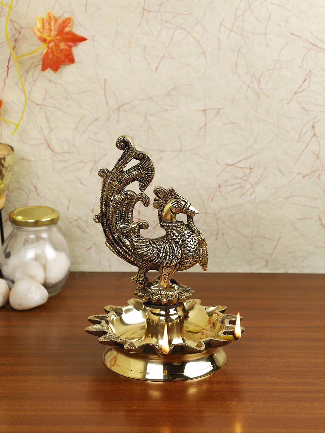 Imli Street Gold-Toned Brass Bird Diya Lamp Price in India