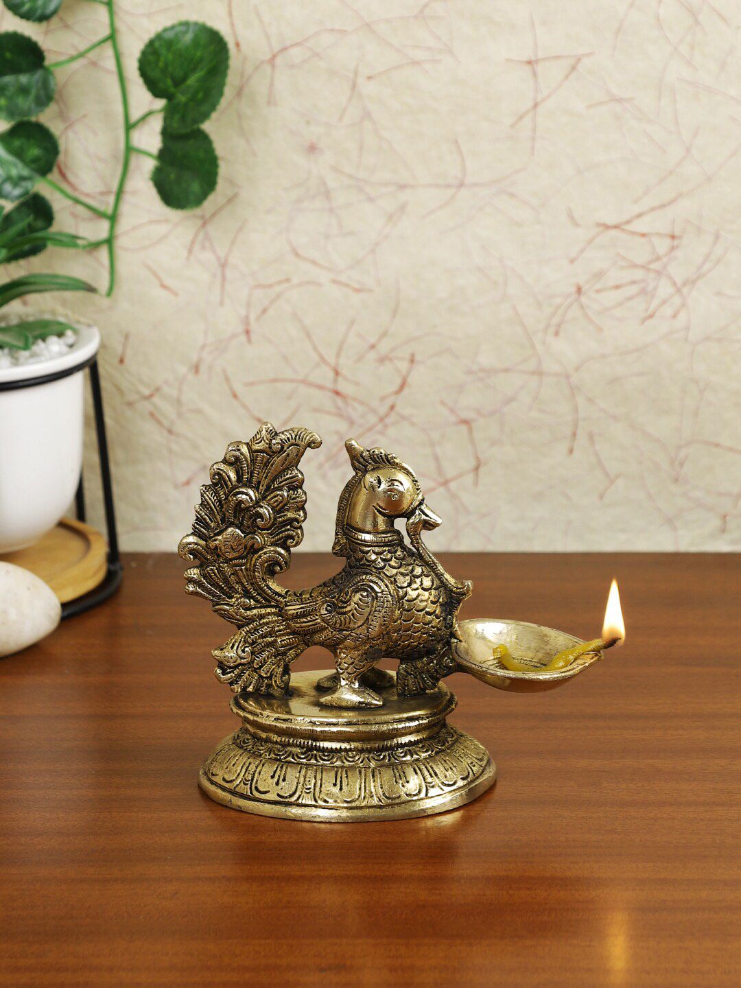Imli Street Gold-Toned Brass Tabletop Bird Oil Diya Price in India