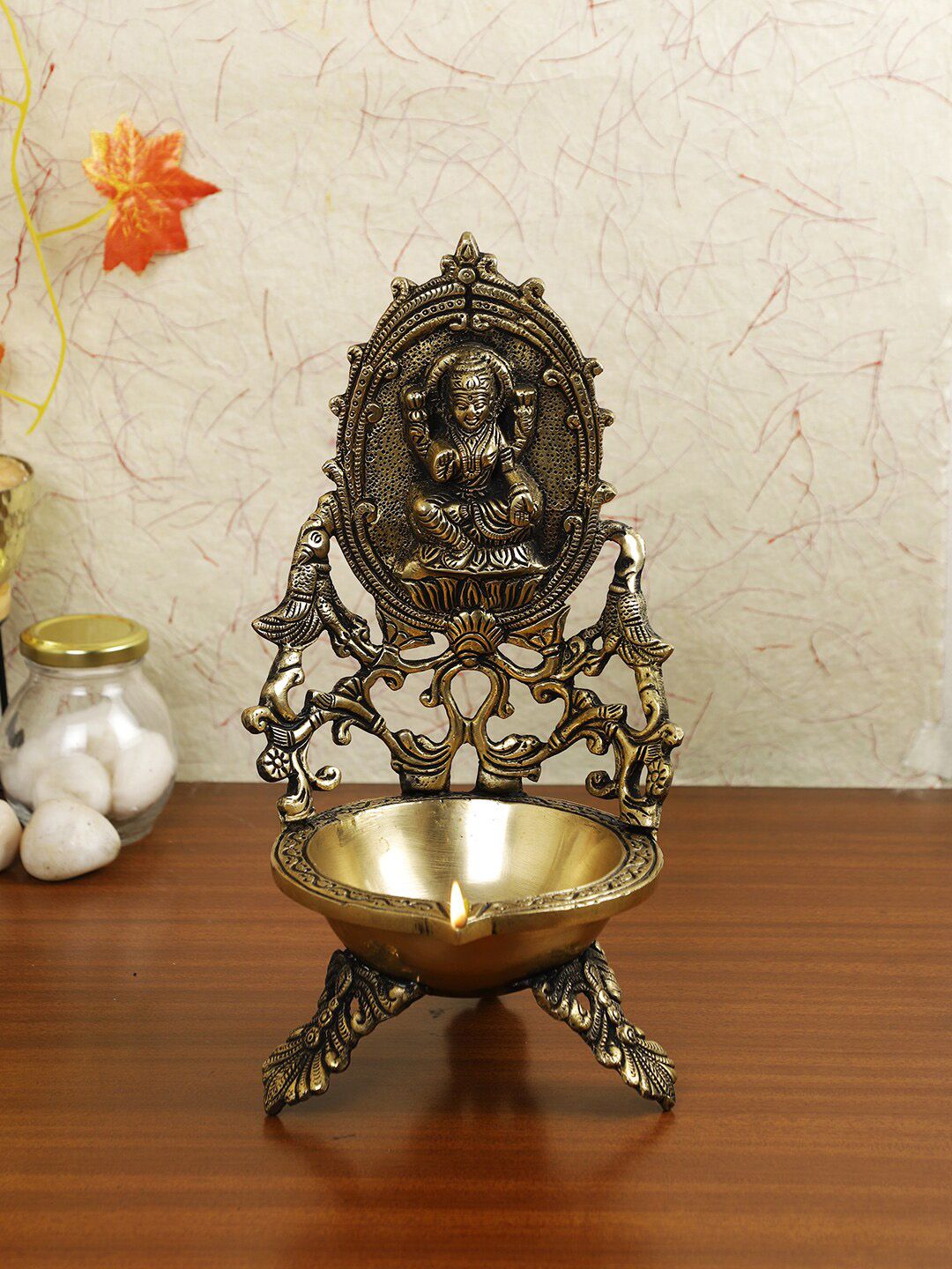 Imli Street Gold-Toned Brass Laxmi Lamp Diya Price in India