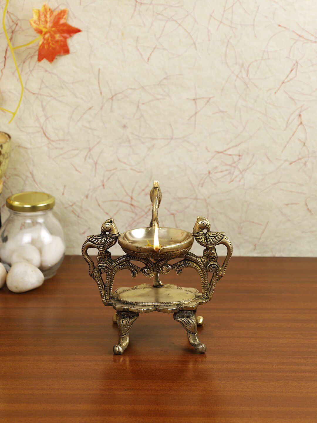 Imli Street Gold-Toned Brass Parrot Diya with 4 Legs Price in India