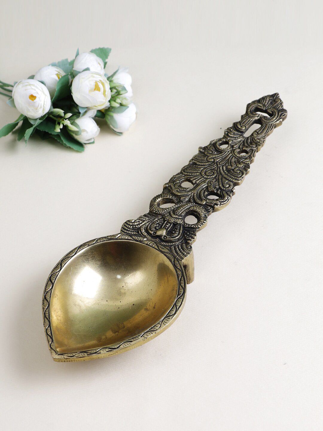 Imli Street Gold-Toned Brass Big Aarti Spoon Price in India