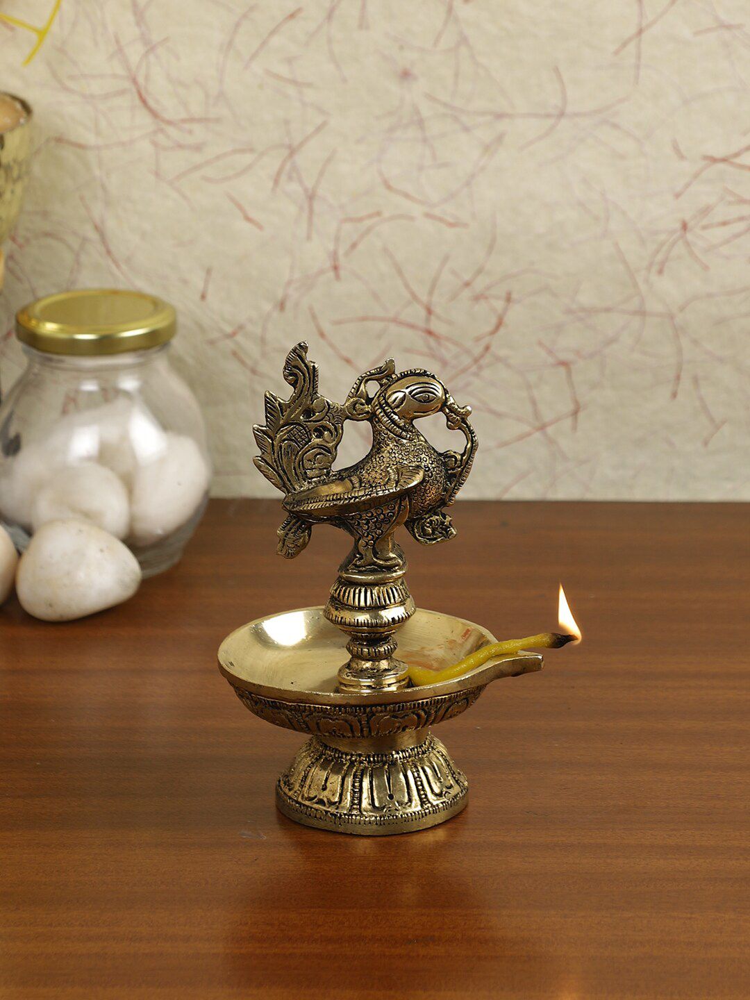 Imli Street Gold-Toned Brass Bird Lamp Diya Price in India