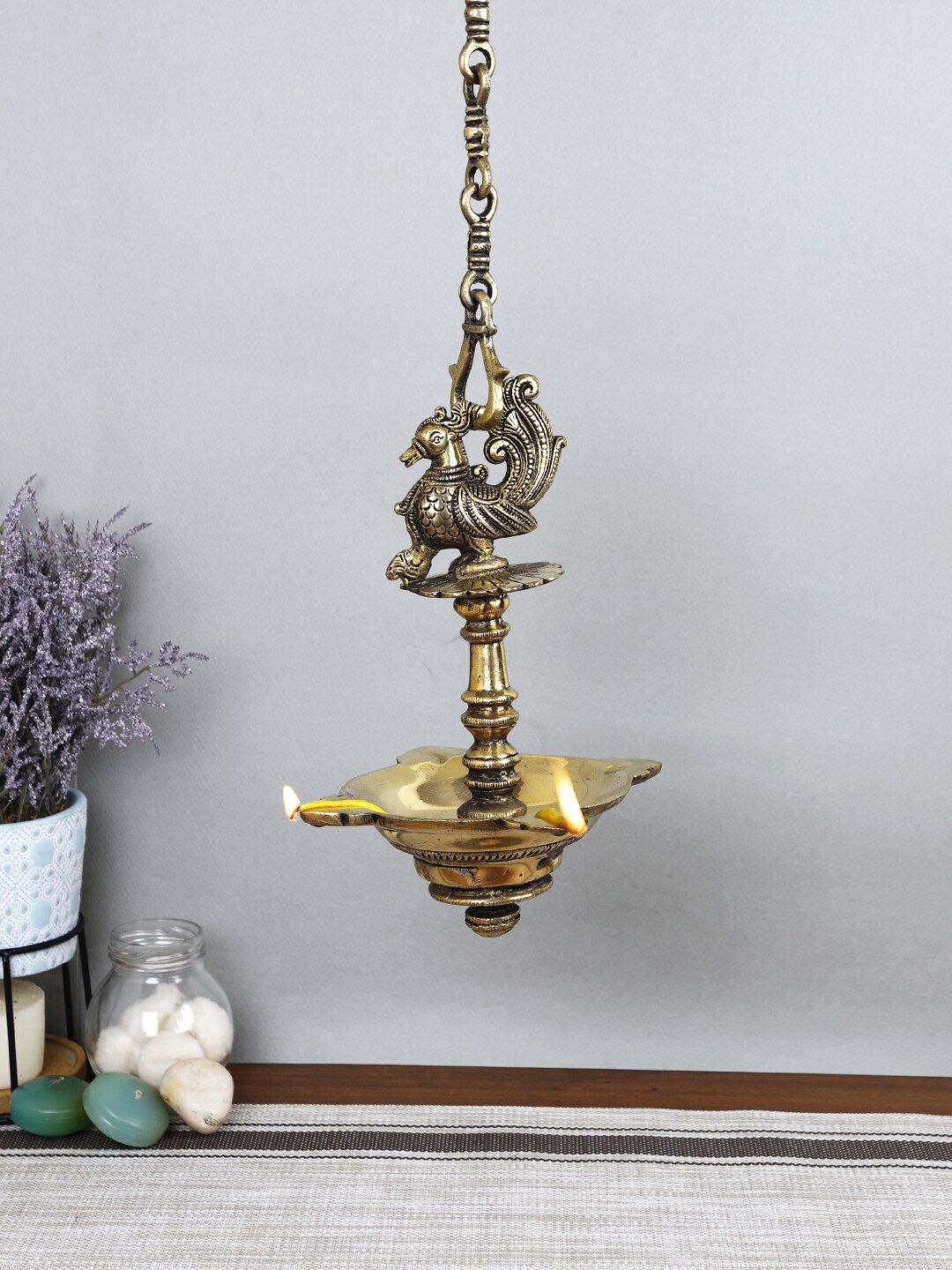 Imli Street Gold Bird Shaped Brass Hanging Lamp Diya Price in India