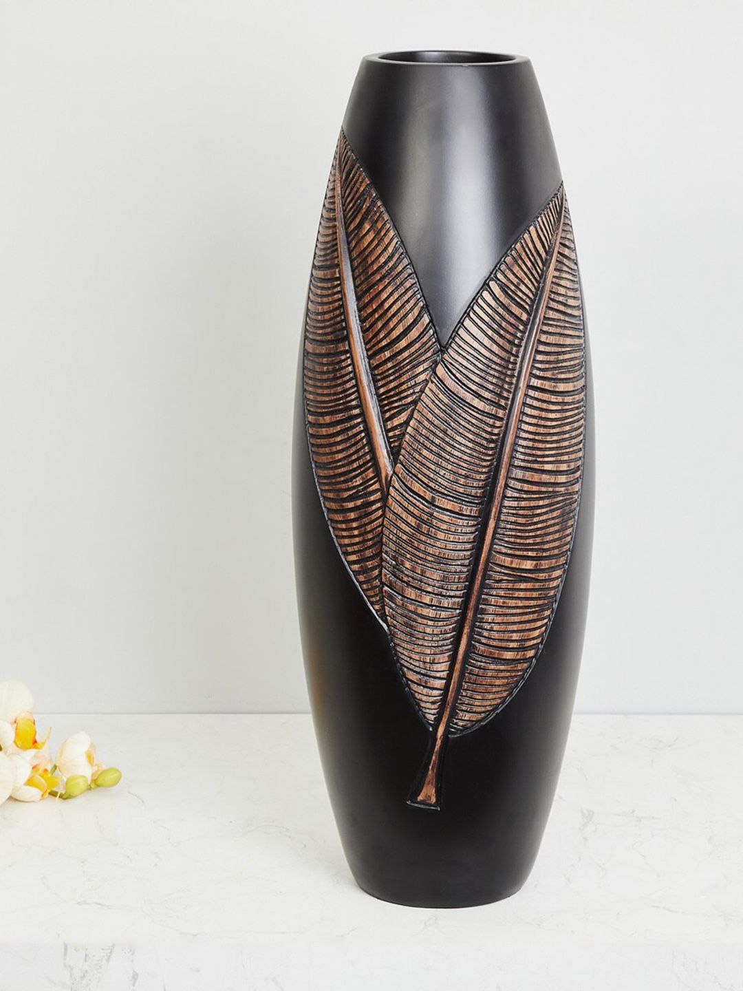 Home Centre Brown Colossal-Tall Textured Polyresin Vase Price in India