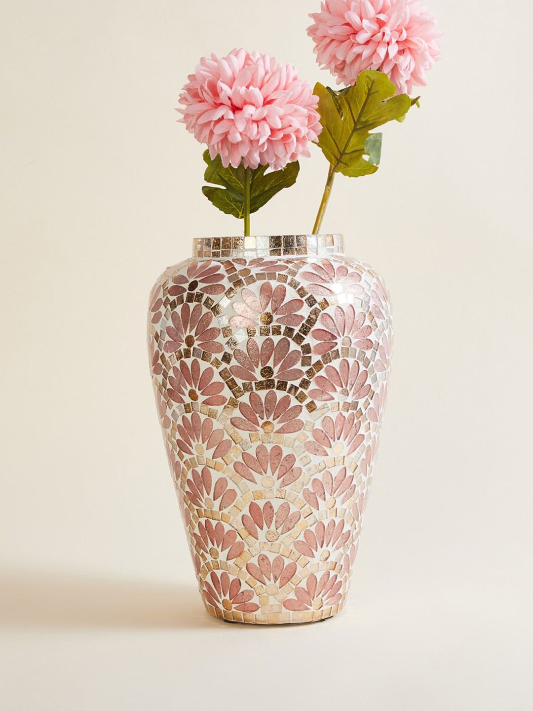 Home Centre  Peach-Colored Printed Glass Mosaic Vases Price in India