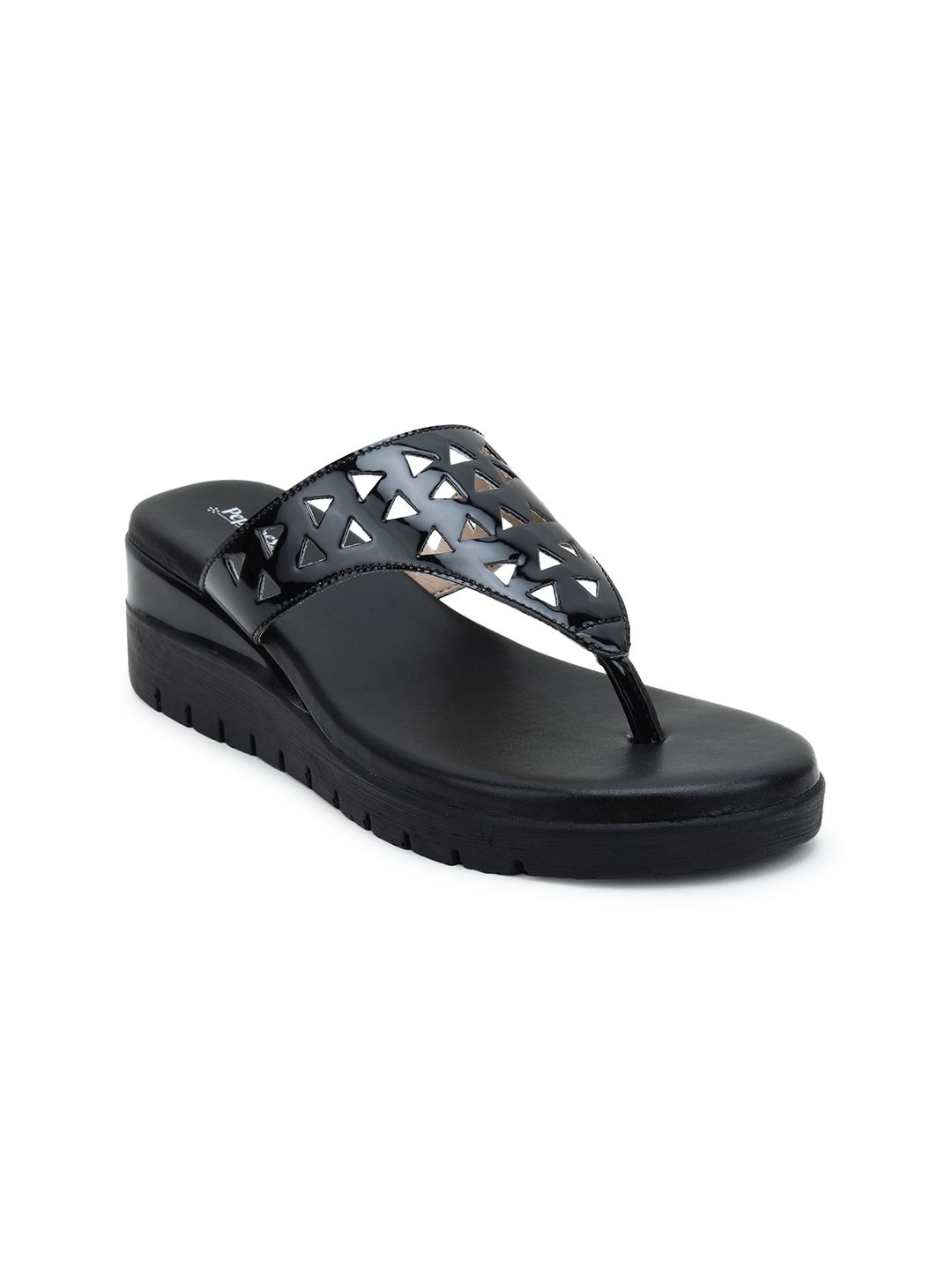 PEPITOES Black Flatform Sandals Price in India
