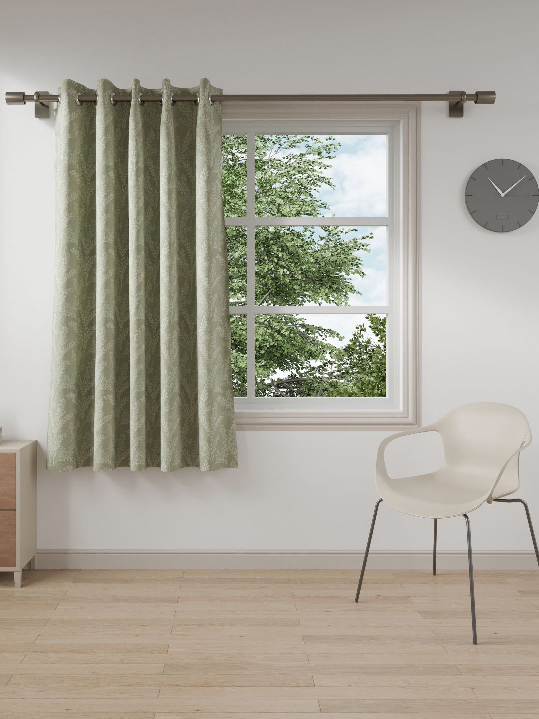 DDecor Green Floral Room Darkening Window Curtain Price in India
