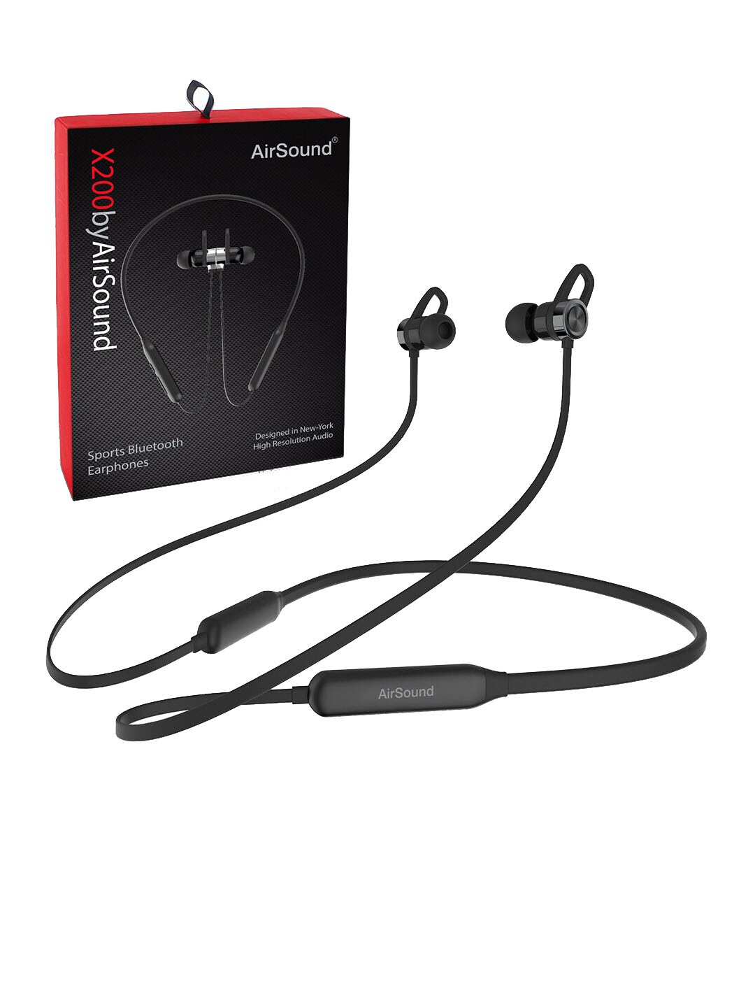 AirSound Black Solid Bluetooth In-Ear Wired Earphones With Mic Price in India