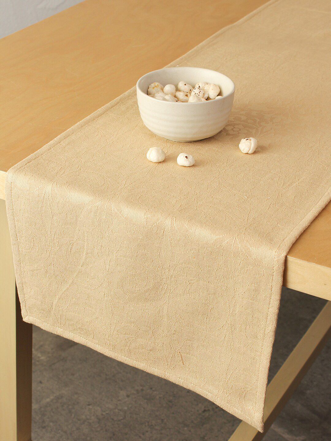House This  Beige Abstract Printed Pure Cotton Table Runner Price in India