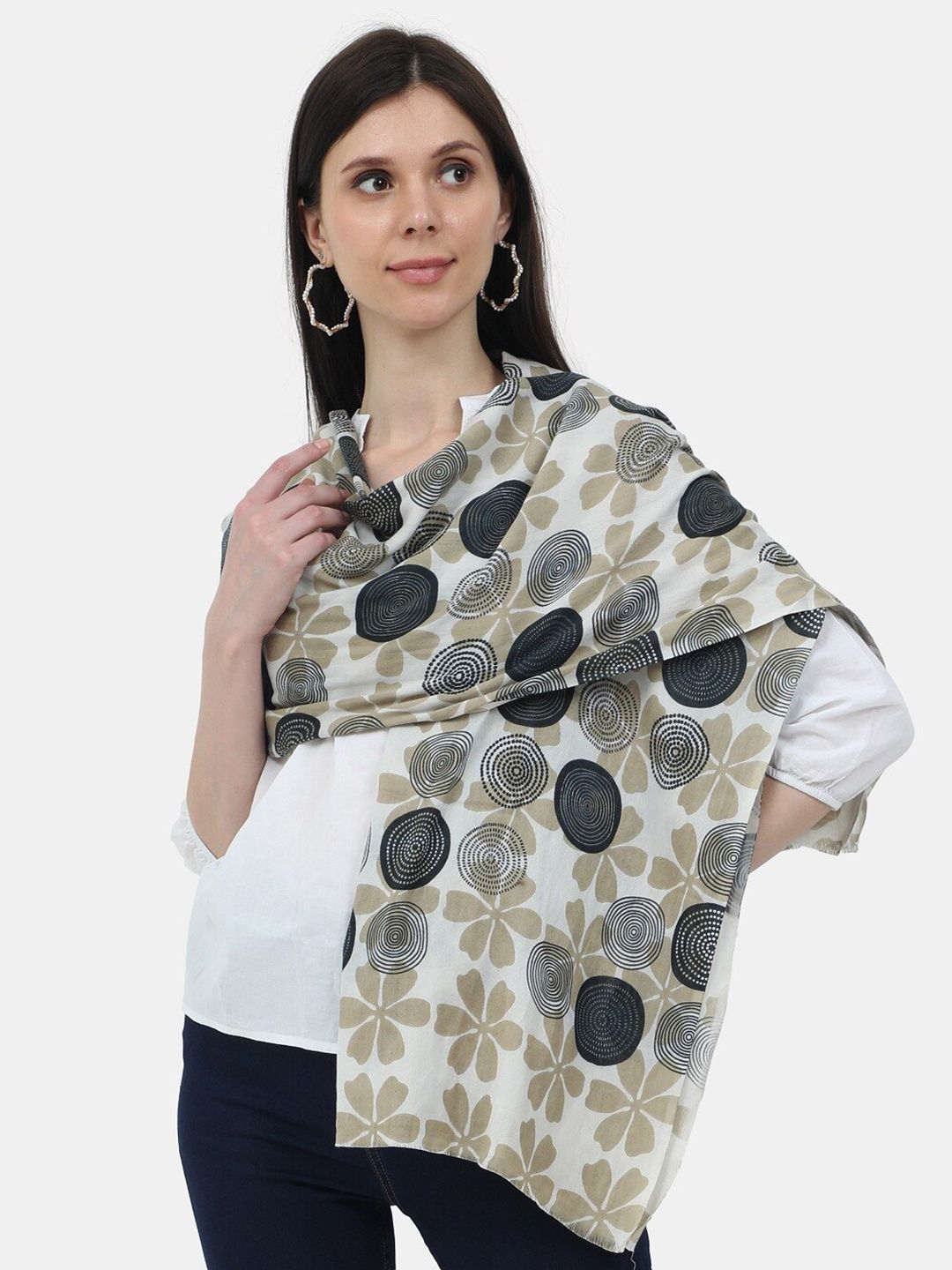 thickskin Women Green Printed Cotton Stole Price in India