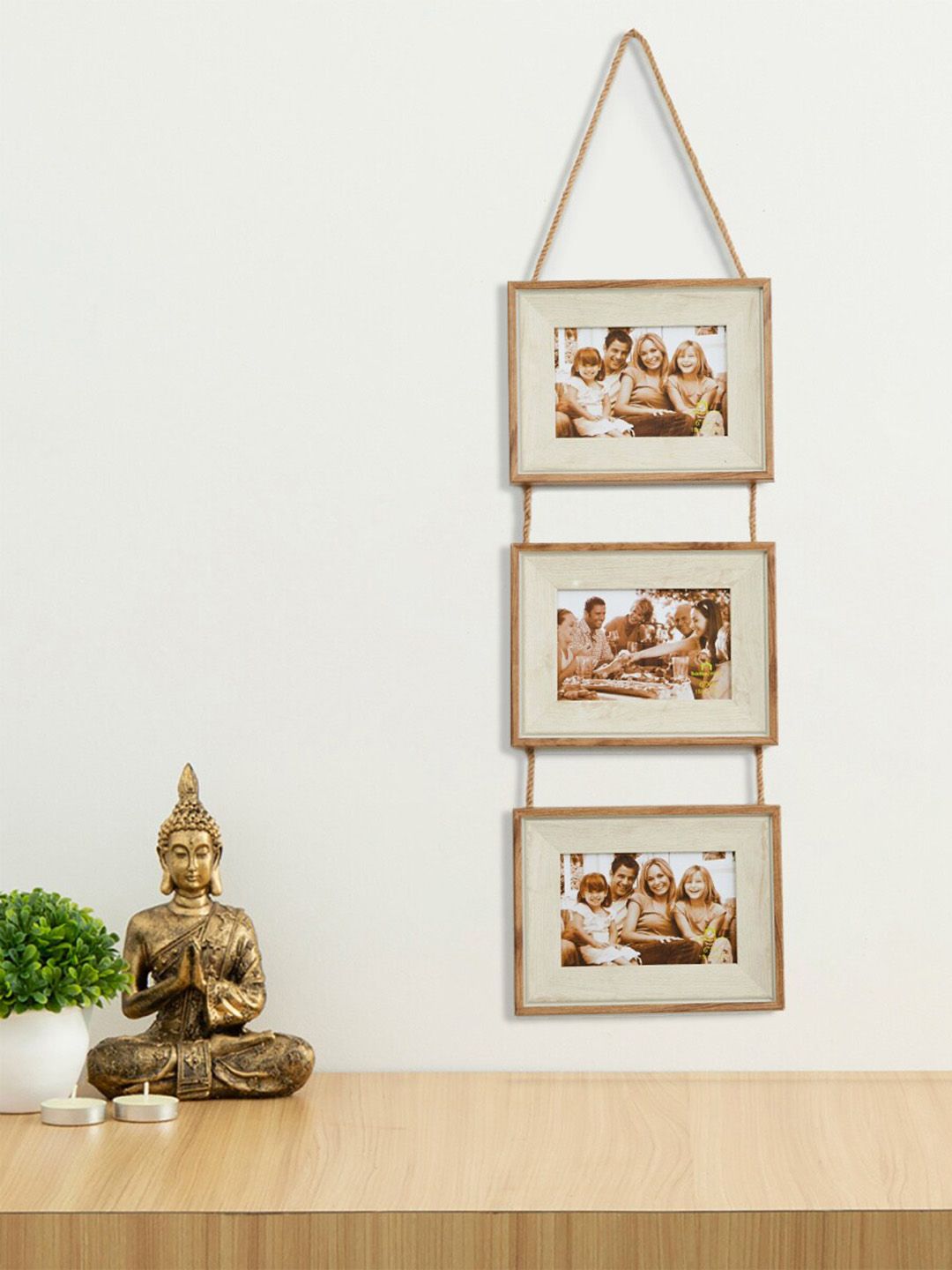 Home Centre Set Of 3 Beige Rope Photo Frame Price in India