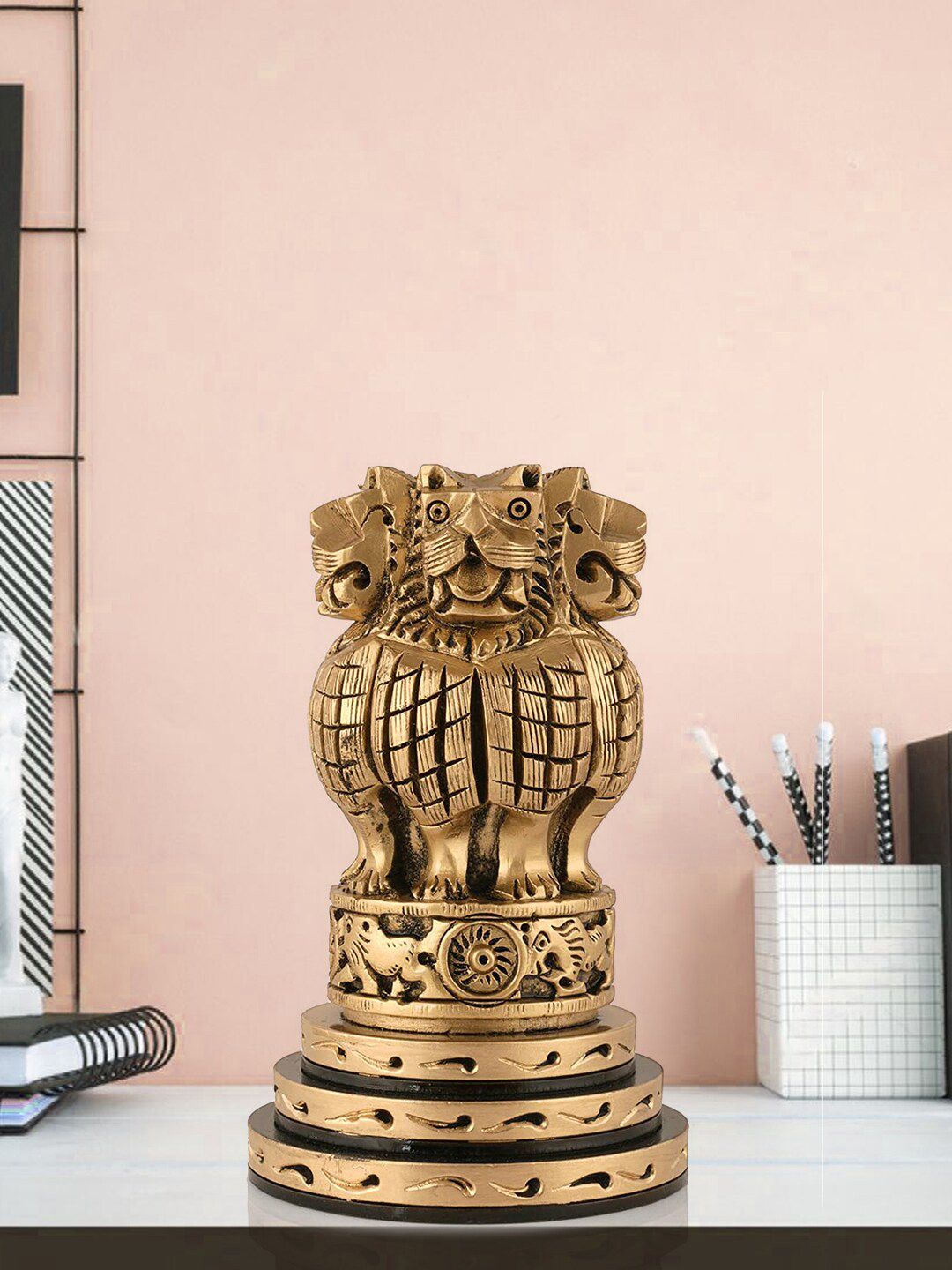 CraftVatika Gold-Plated & Black Ashoka Chakra Figurine Price in India