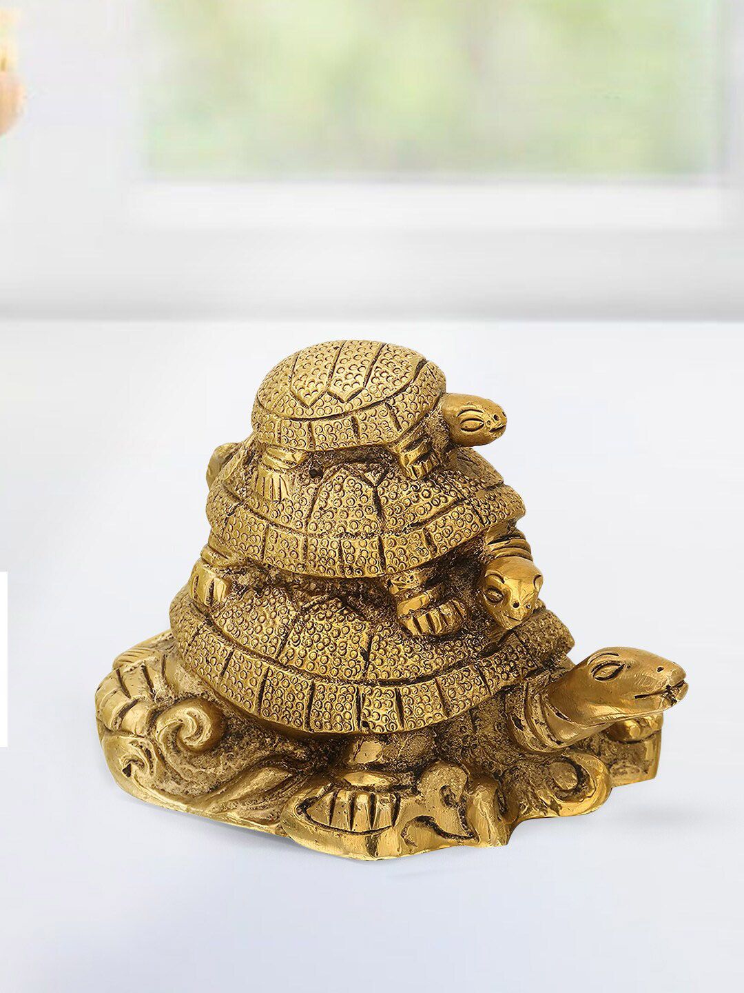 CraftVatika Golden Fengshui Vastu Tortoise Kachua Brass Showpiece Price in India