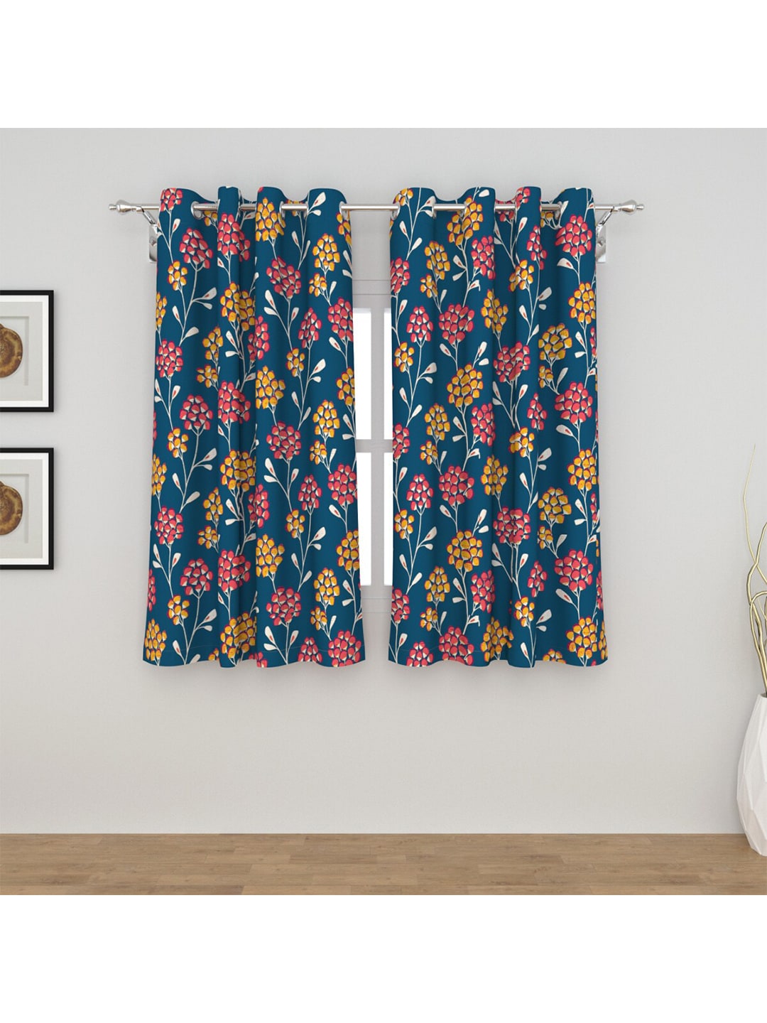 Home Centre Blue & Red Floral Window Curtain Price in India