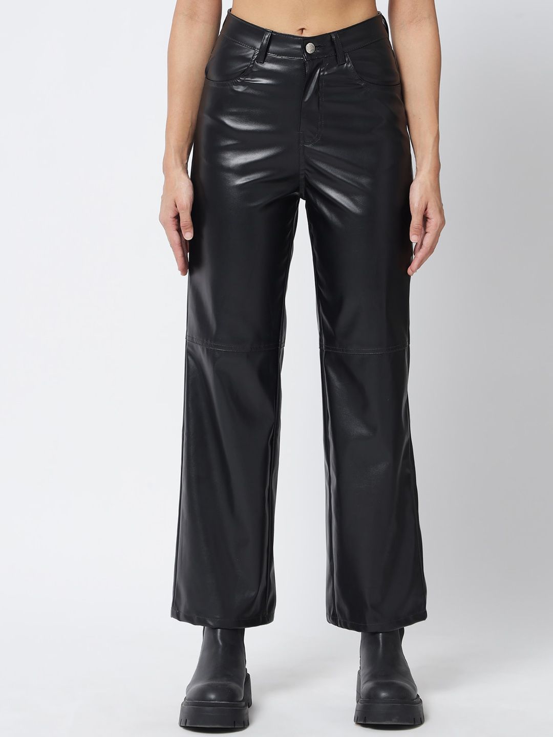 Kotty Women Black Relaxed Straight Fit Parallel Trousers Price in India