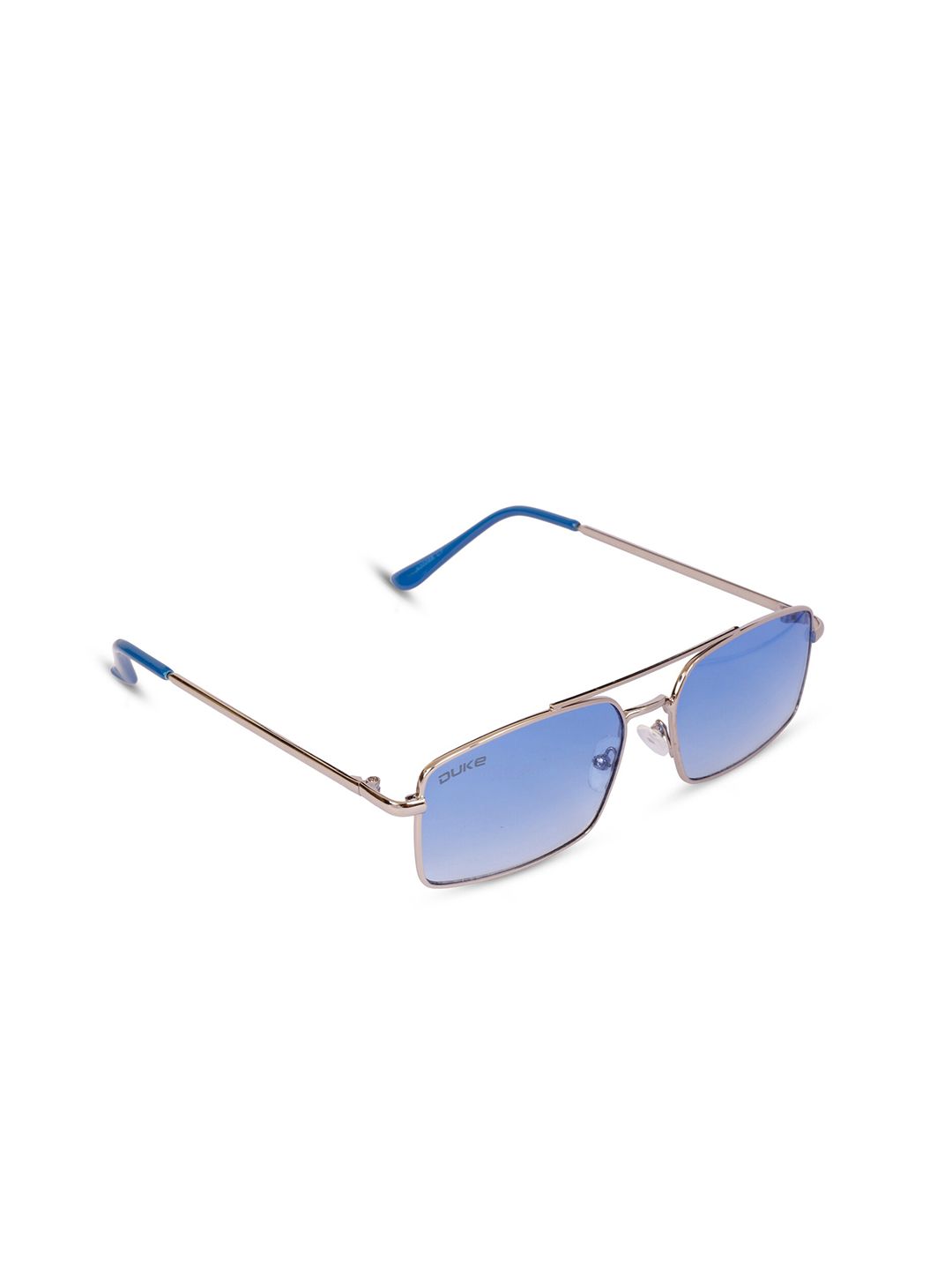 Duke Unisex Blue Lens & Steel-Toned Rectangle Sunglasses with UV Protected Lens A20066 Price in India