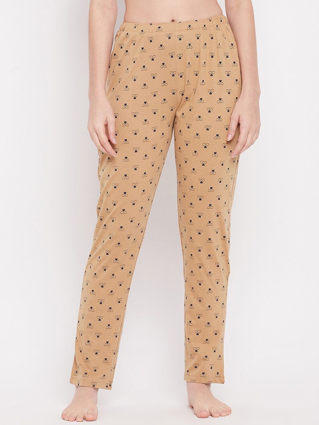 THE MILLION CLUB Women Beige Printed Cotton Lounge Pant Price in India