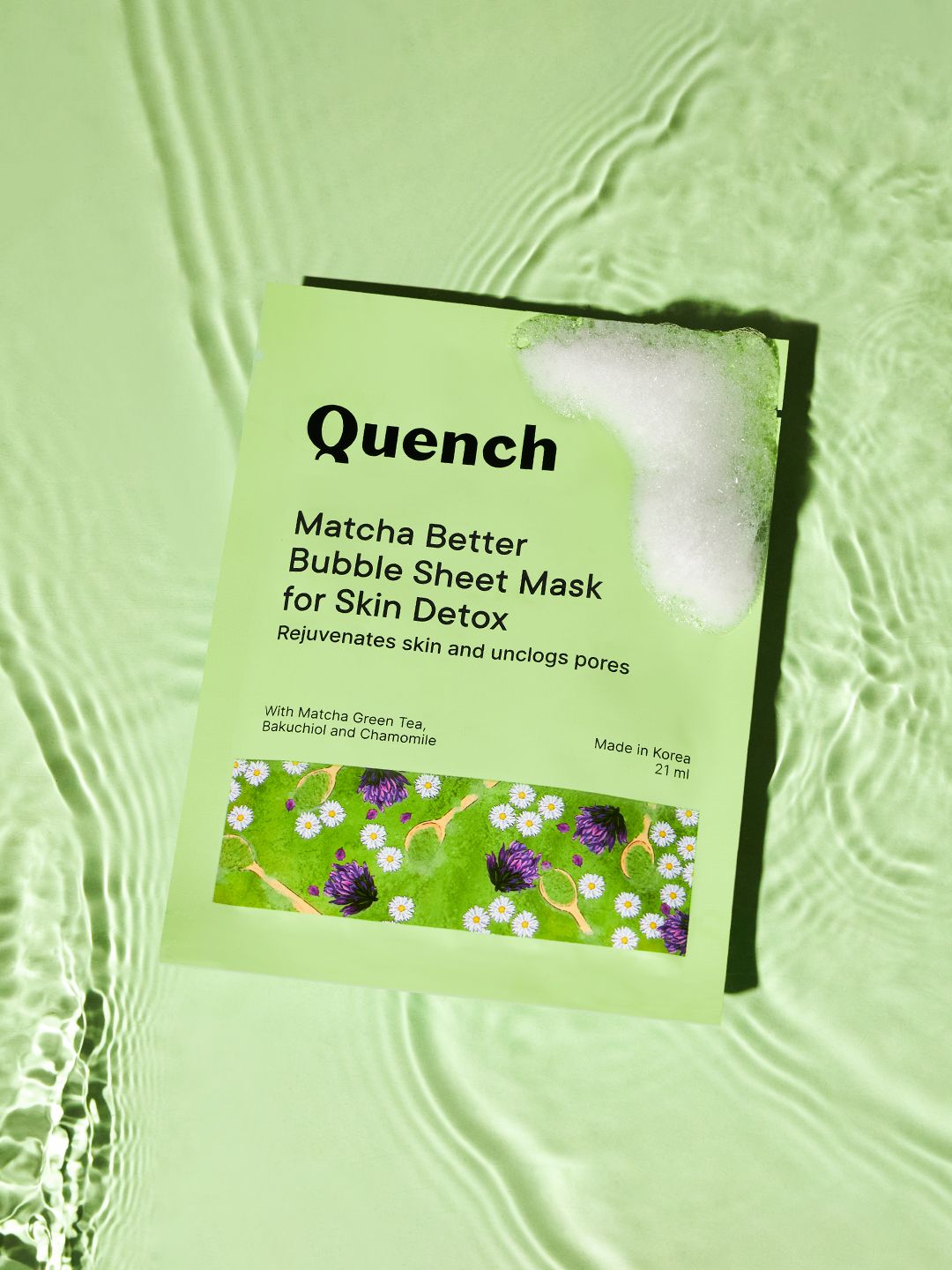 Quench Matcha Bubble Sheet Mask For Skin Detoxification - 21 ml