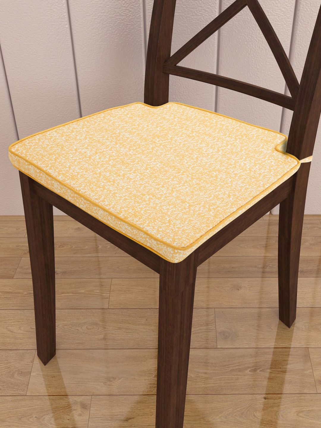 Home Centre Yellow Solid Cotton Chair Pads Price in India