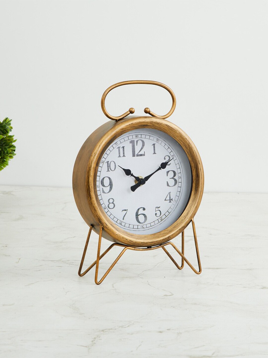 Home Centre Gold-Toned & White Contemporary Alarm Clock Price in India
