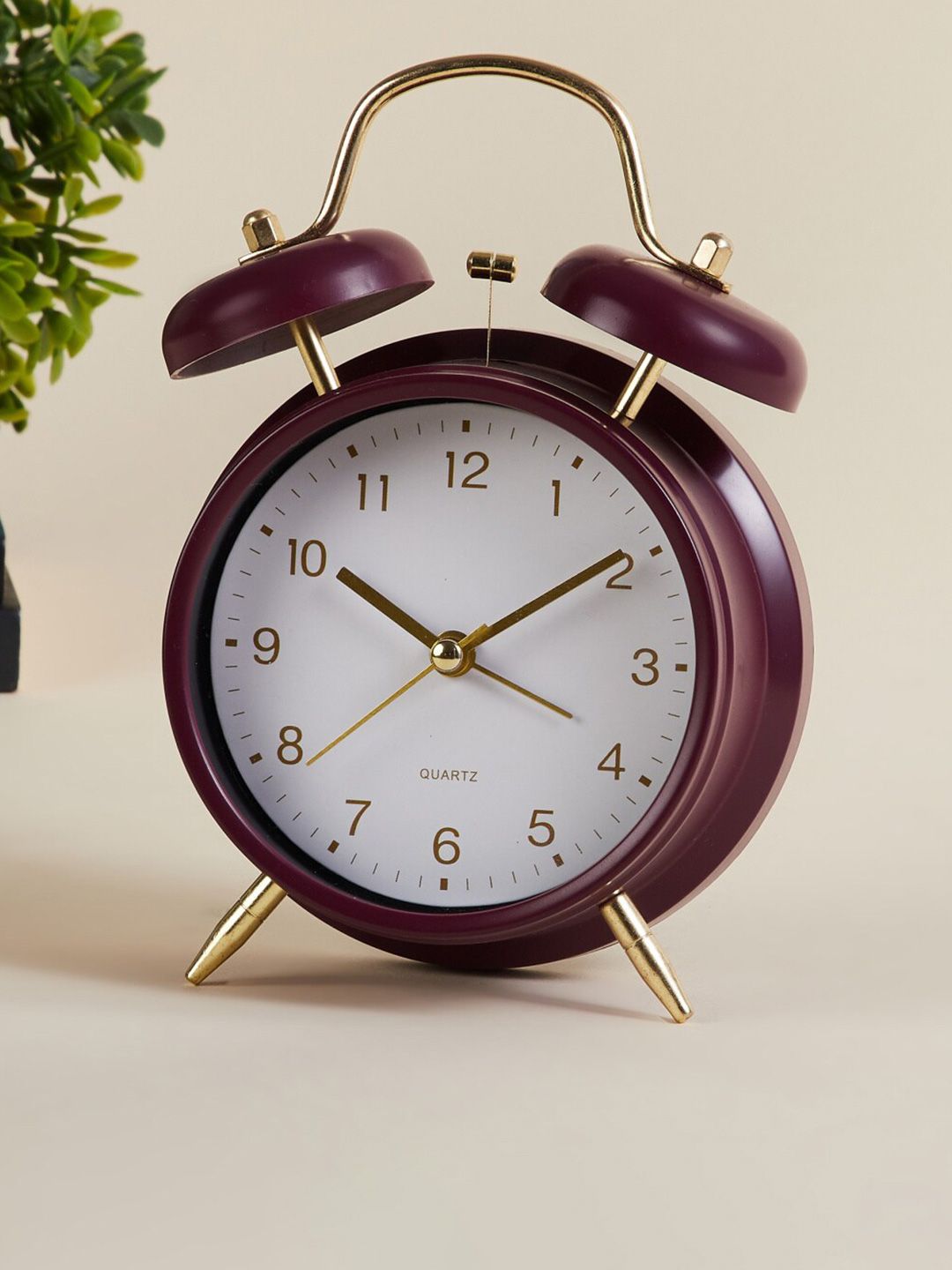 Home Centre Purple & Gold-Toned Contemporary Alarm Clock Price in India
