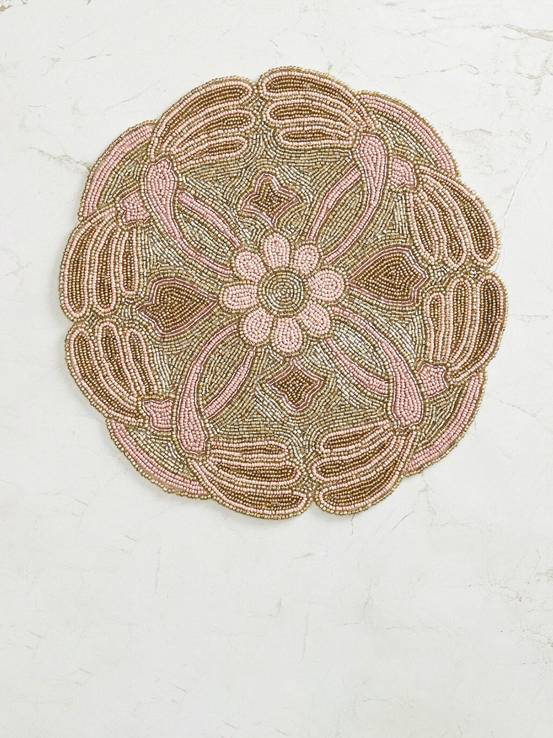 Home Centre Peach-Colored & Brown Printed Glass Table Placemat Price in India