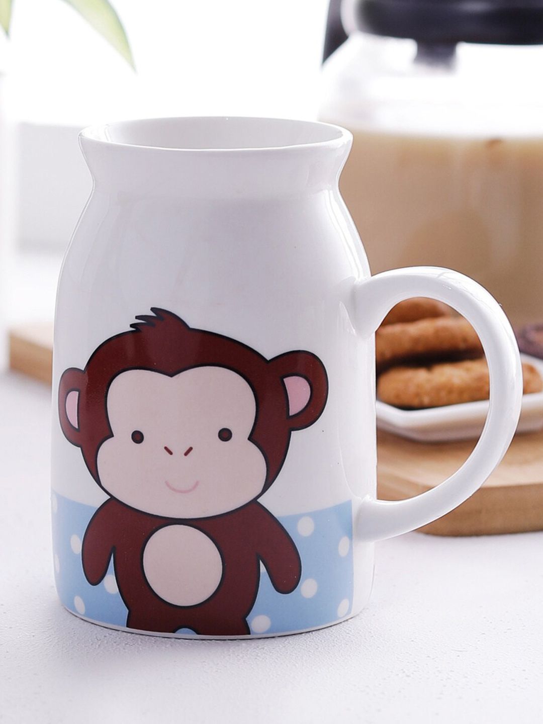 Home Centre White & Brown Printed Bone China Glossy Mugs Price in India