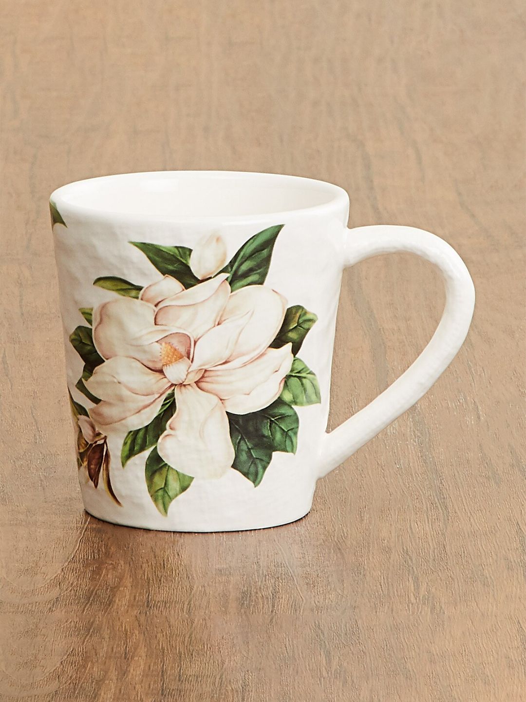 Home Centre Green & White Floral Printed Ceramic Glossy Mug Price in India