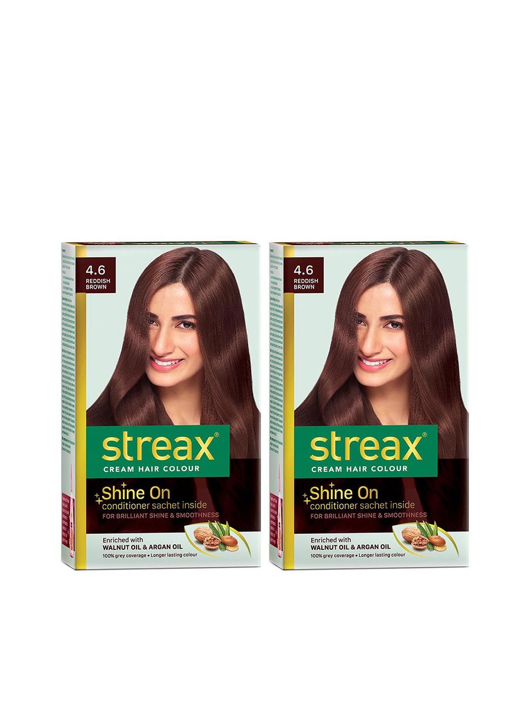 Streax Set of 2 Cream Hair Colour - 4.6 Reddish Brown 120ml Each Price in India