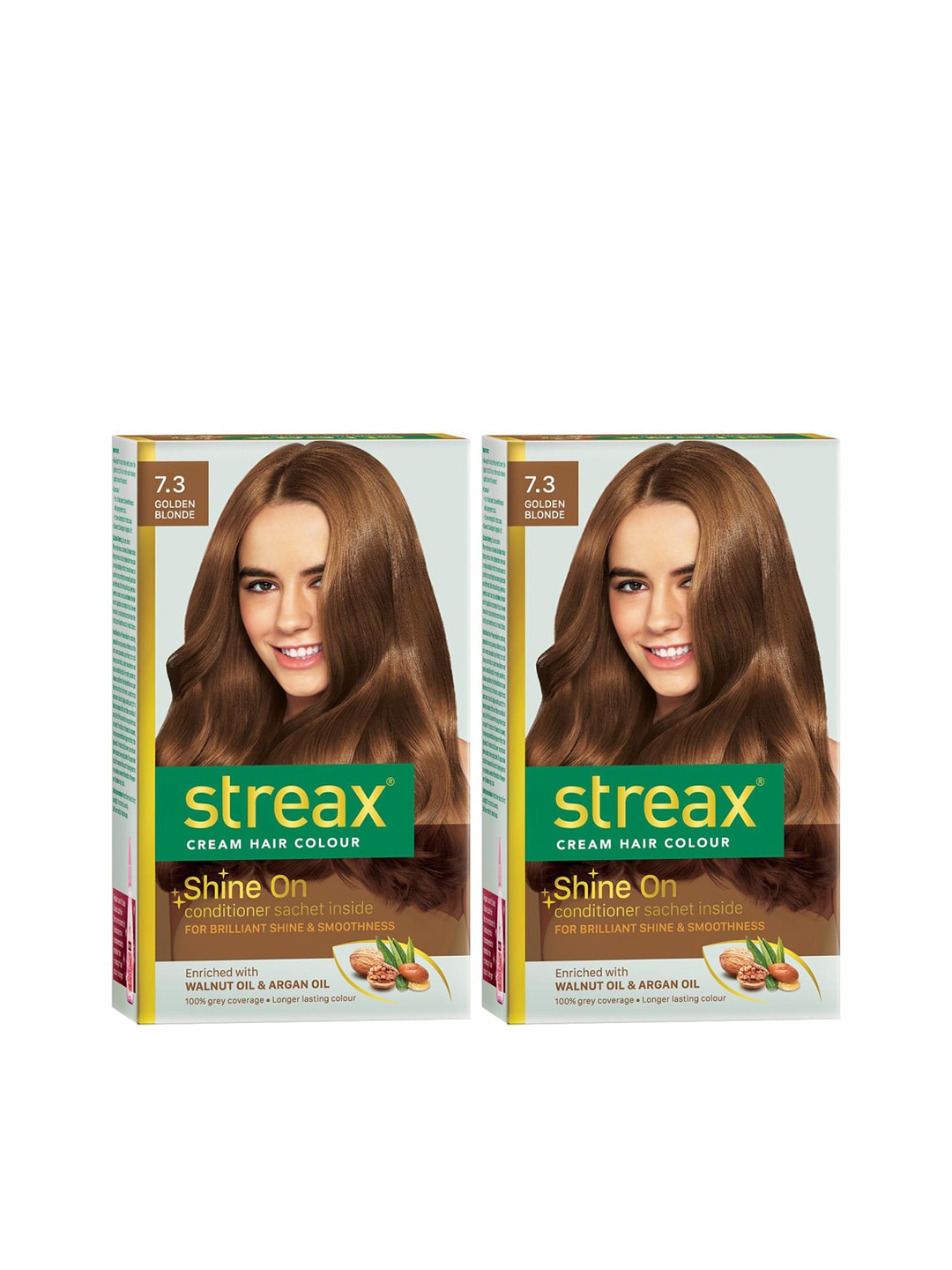 Streax Set of 2 Cream Hair Colours - 7.3 Golden Brown 120 ml Each Price in India
