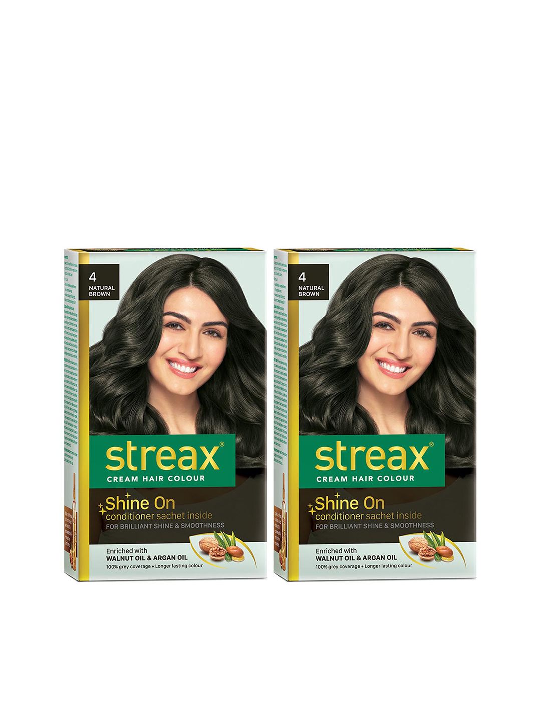 Streax Set of 2 Cream Hair Colours - 4 Natural Brown 120 ml Each Price in India